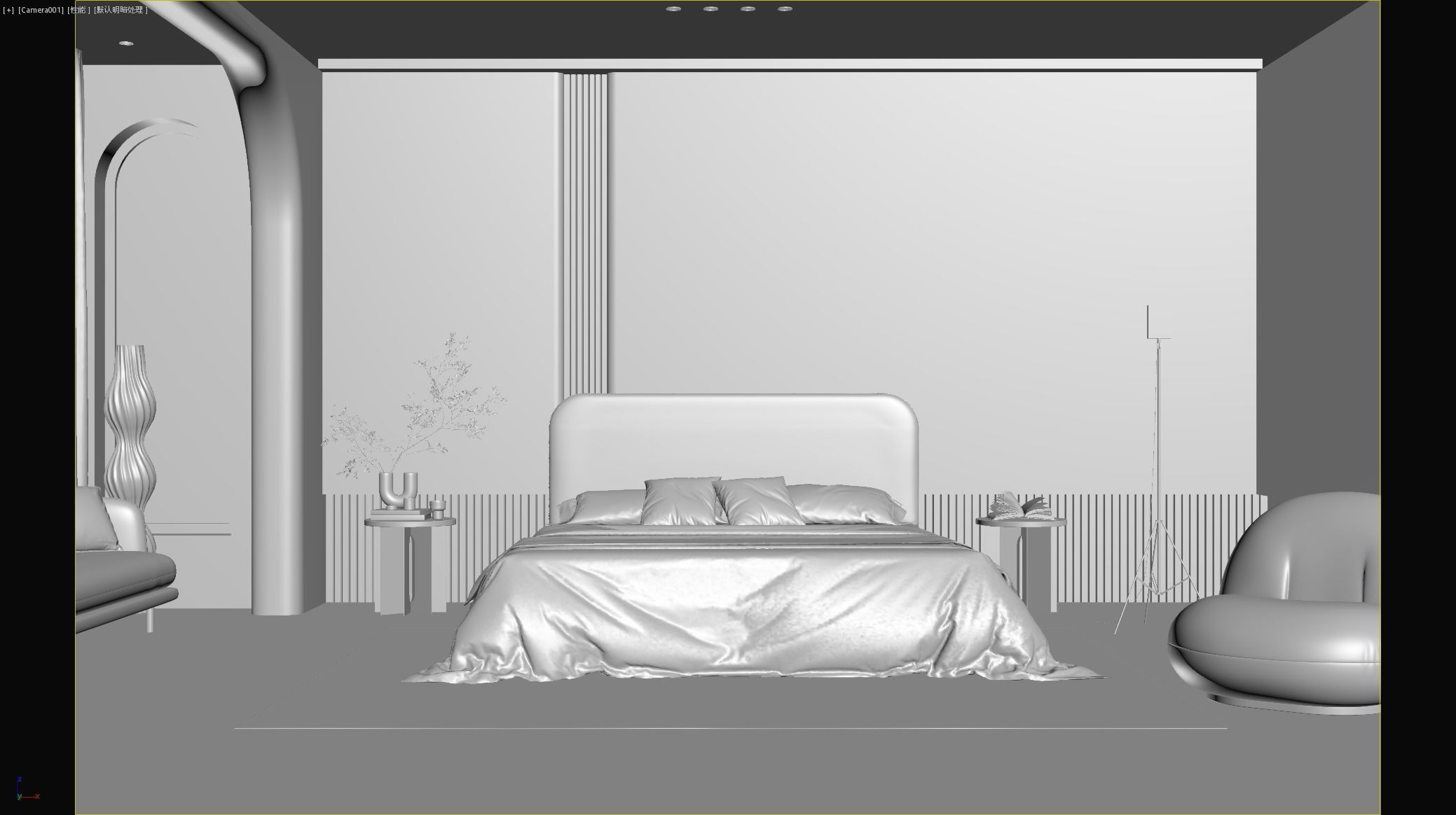Comfortable bedroom interior scene 3D model 3D model_6