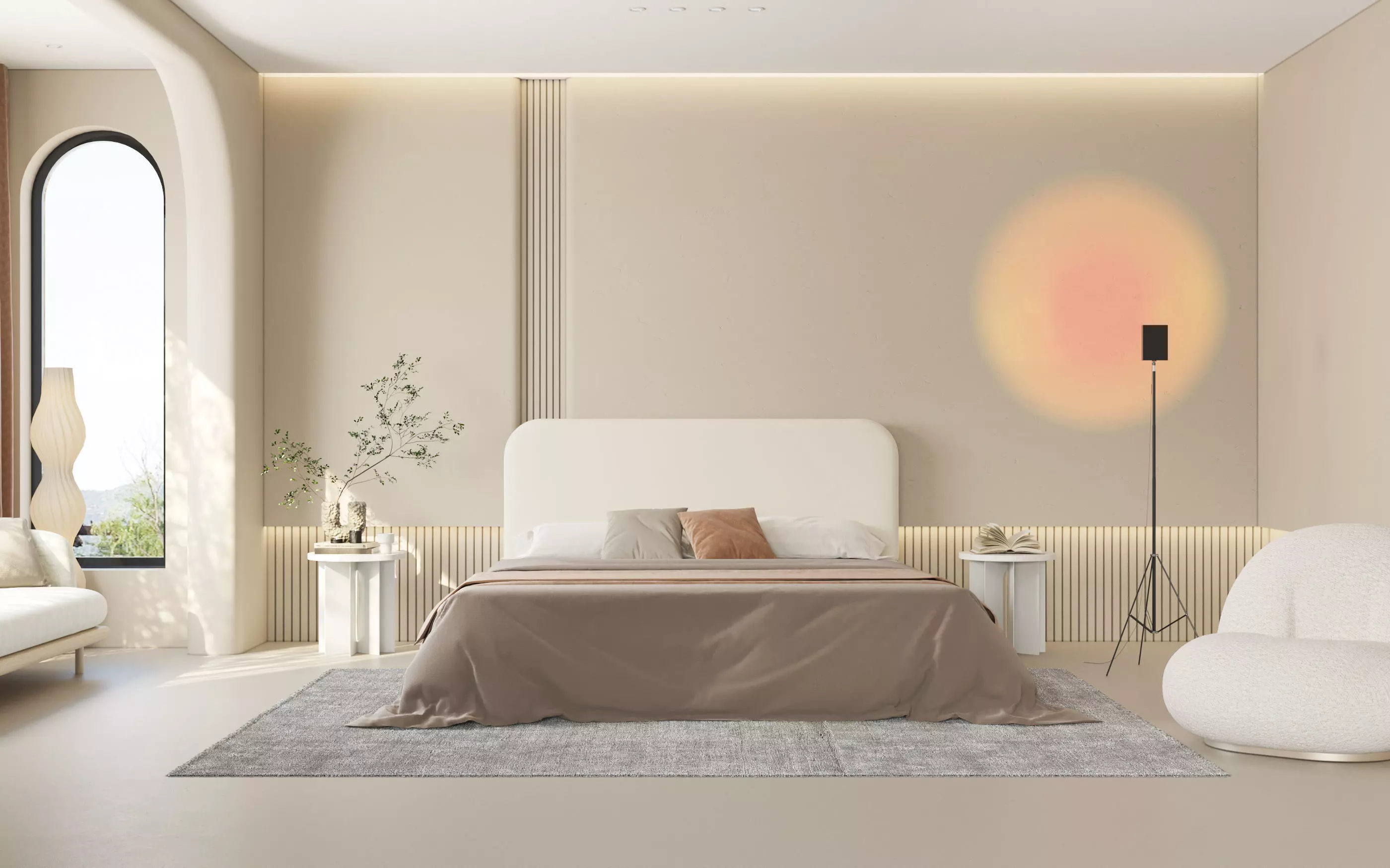 Comfortable bedroom interior scene 3D model 3D model_0