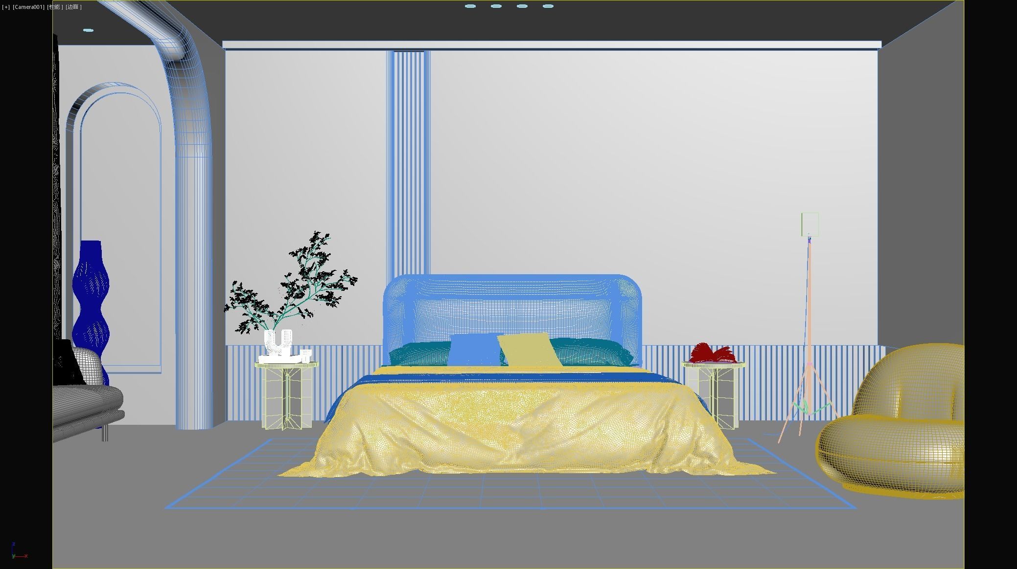 Comfortable bedroom interior scene 3D model 3D model_15