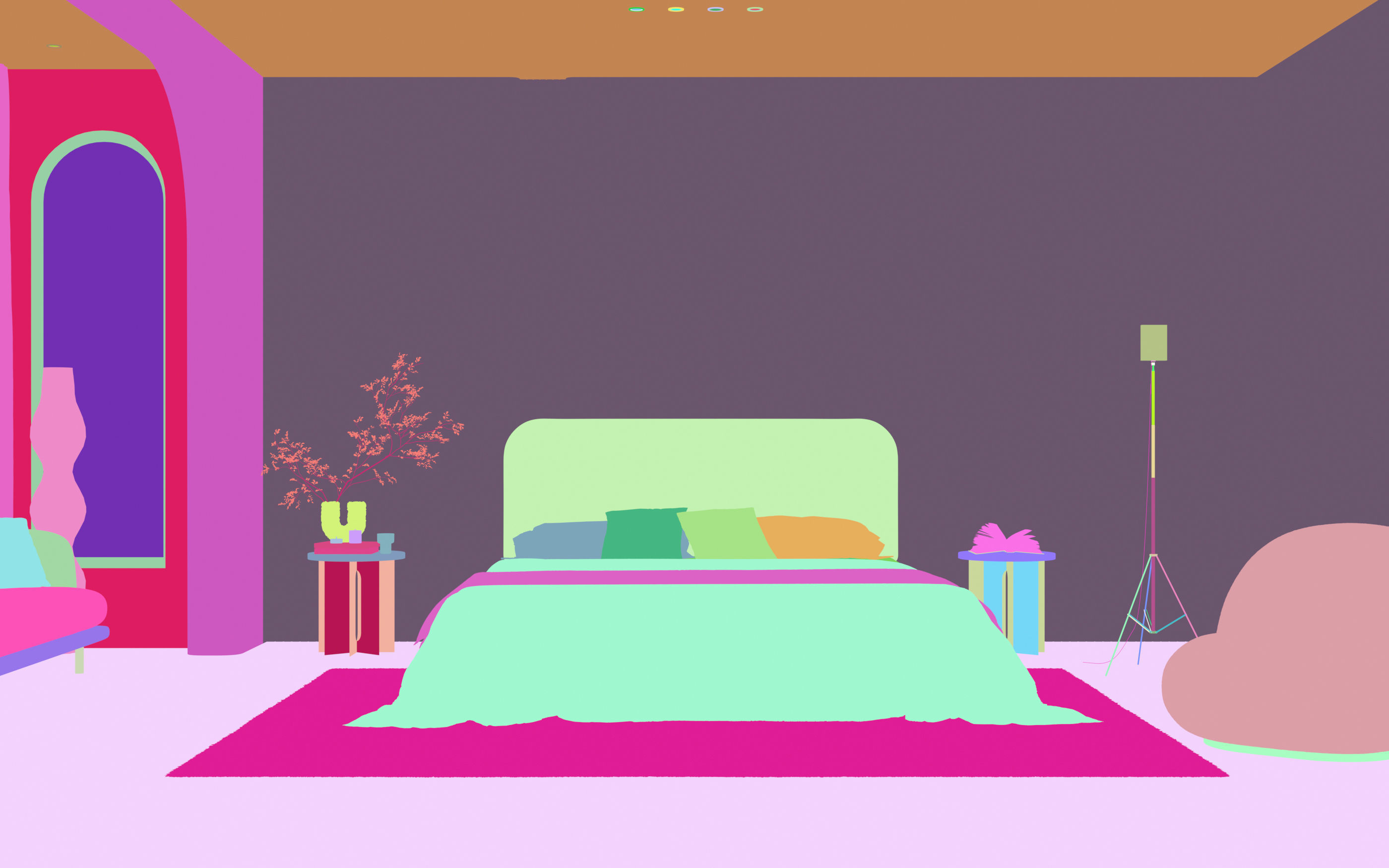 Comfortable bedroom interior scene 3D model 3D model_1