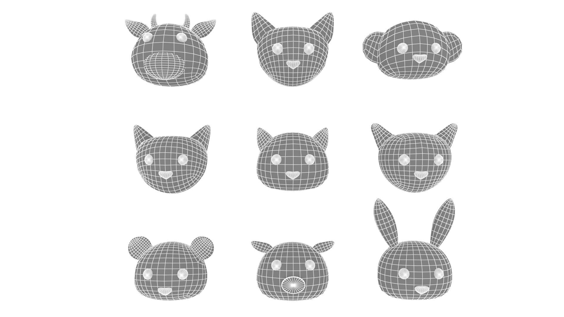 Animal Head 02 Cartoon Low-poly 3D model_12