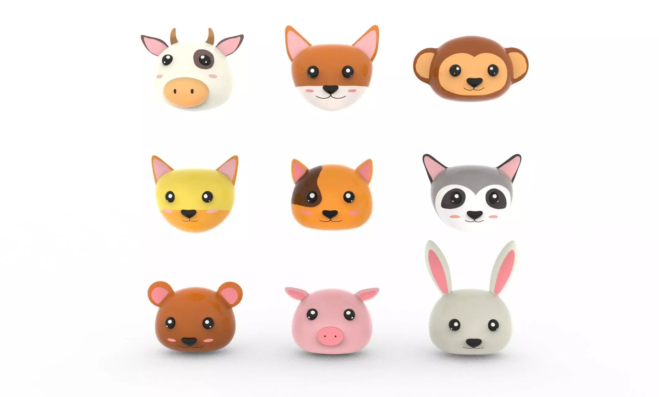 Animal Head 02 Cartoon Low-poly 3D model_0