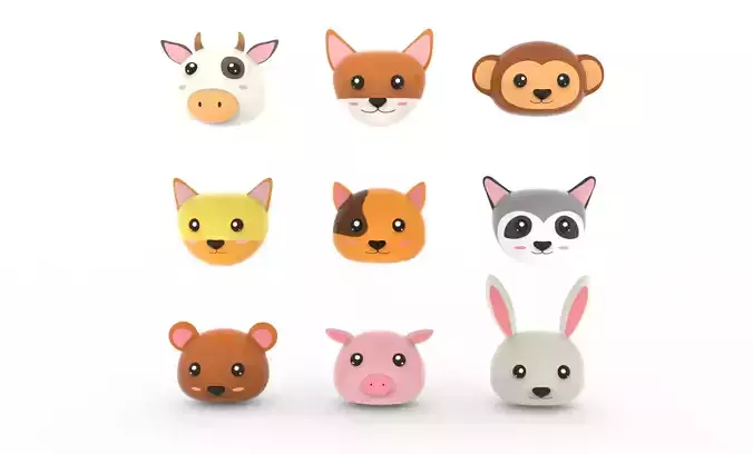 Animal Head 02 Cartoon Low-poly 3D model