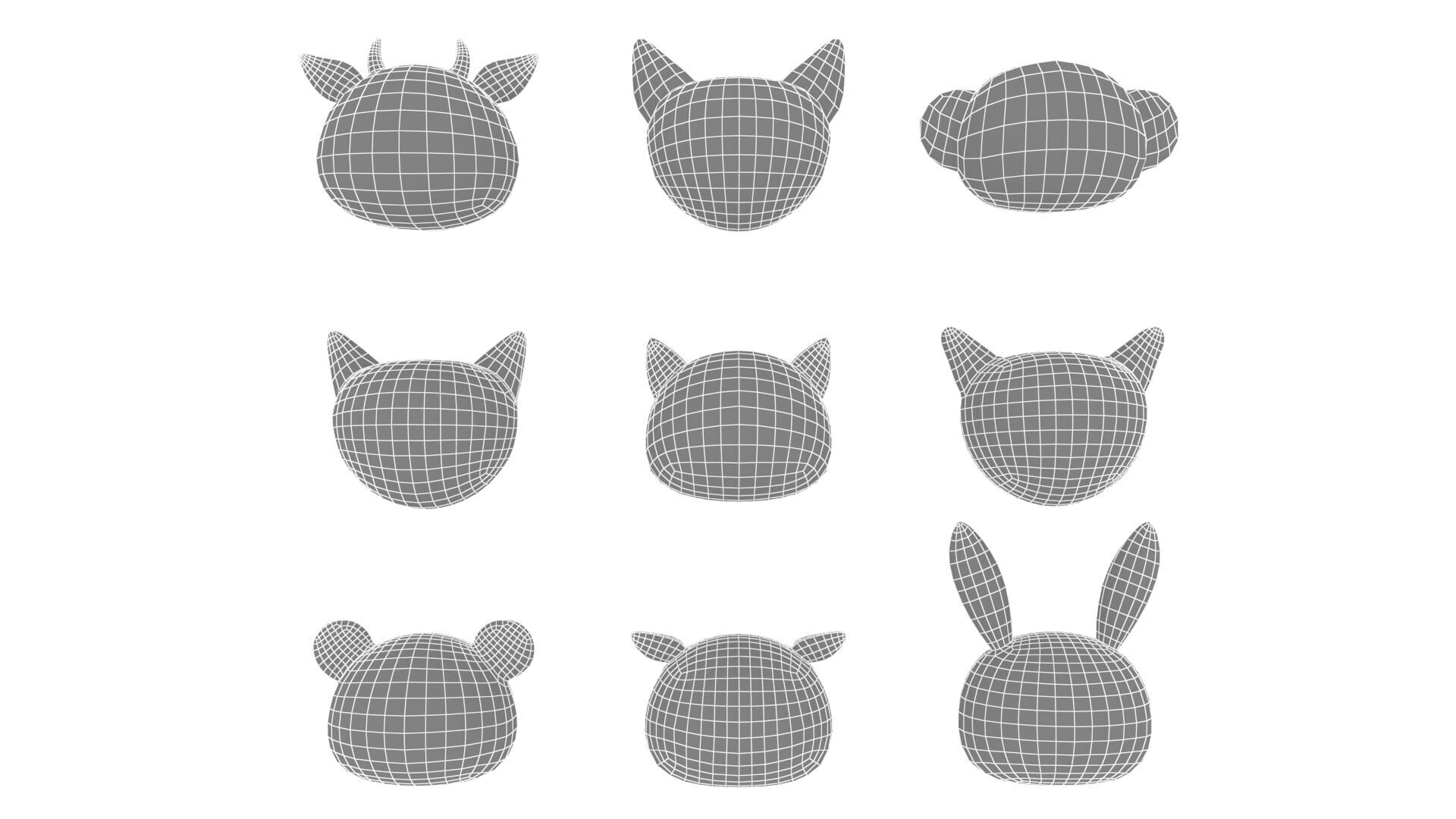 Animal Head 02 Cartoon Low-poly 3D model_14