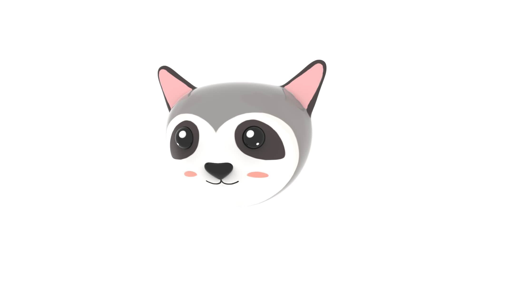 Animal Head 02 Cartoon Low-poly 3D model_5