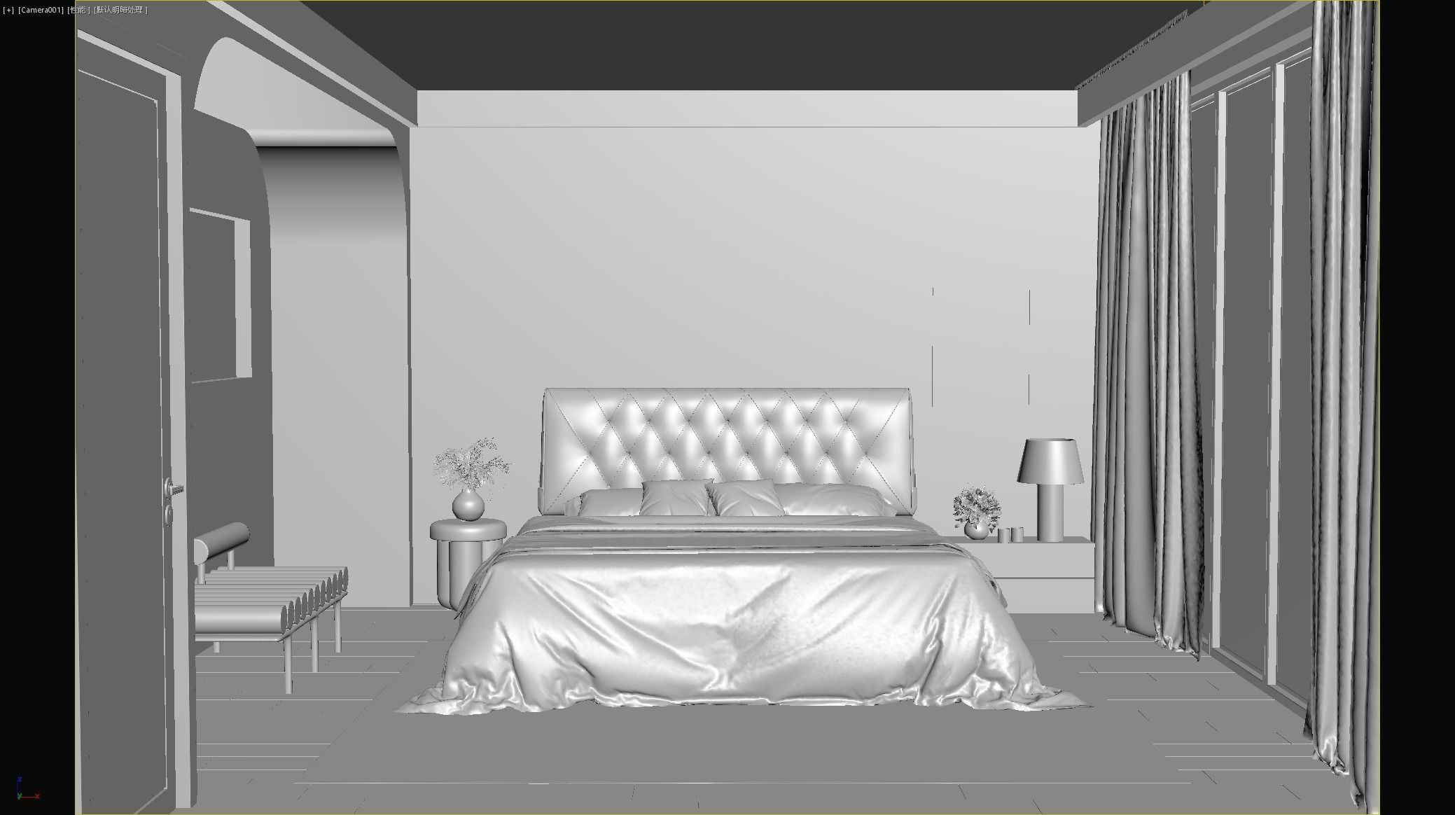 Comfortable bedroom interior scene 3D model_10