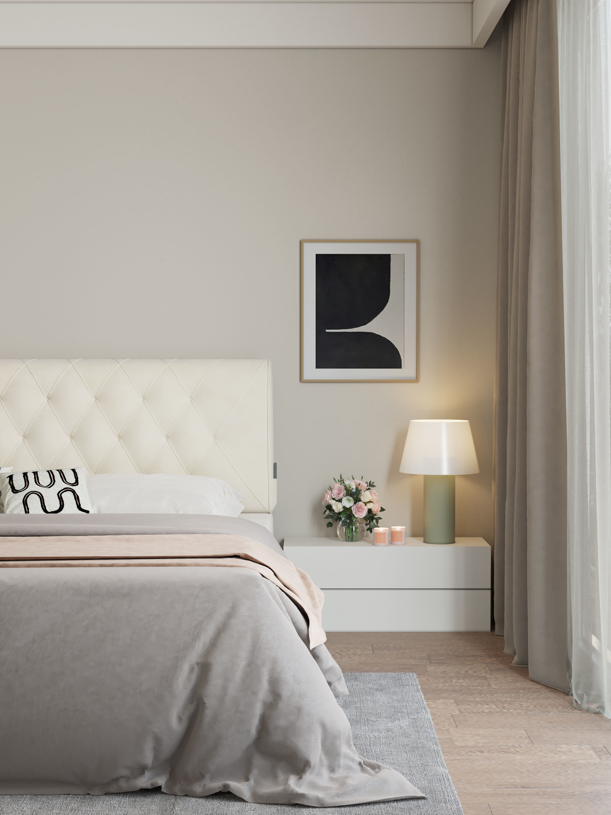 Comfortable bedroom interior scene 3D model_1