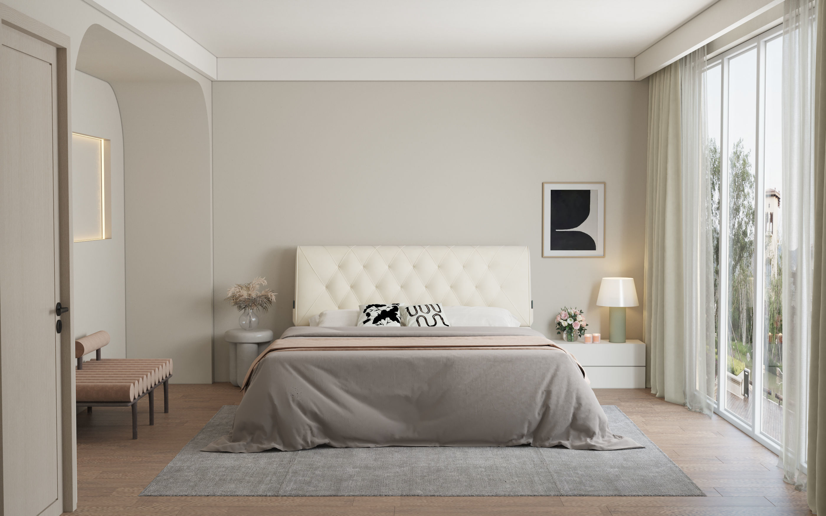 Comfortable bedroom interior scene 3D model_8