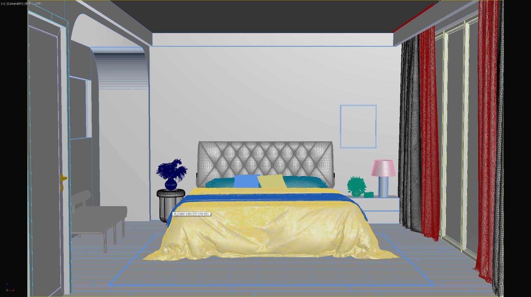 Comfortable bedroom interior scene 3D model_9