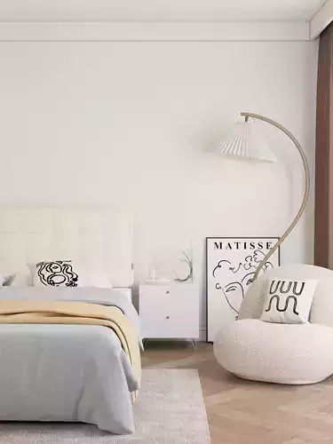 Comfortable bedroom interior scene 