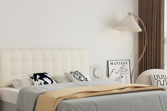 Comfortable bedroom interior scene  3D model 3