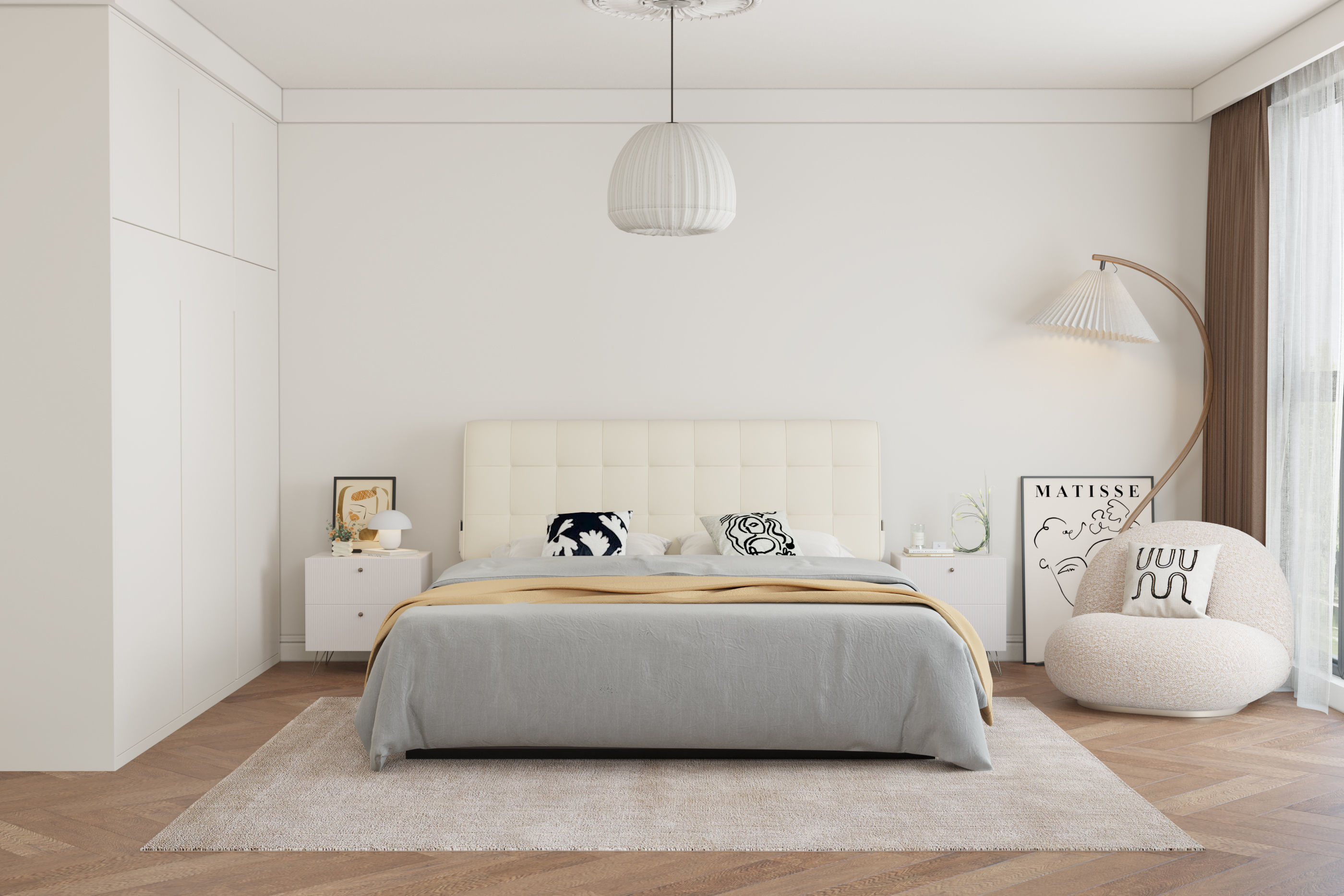 Comfortable bedroom interior scene 3D model_1