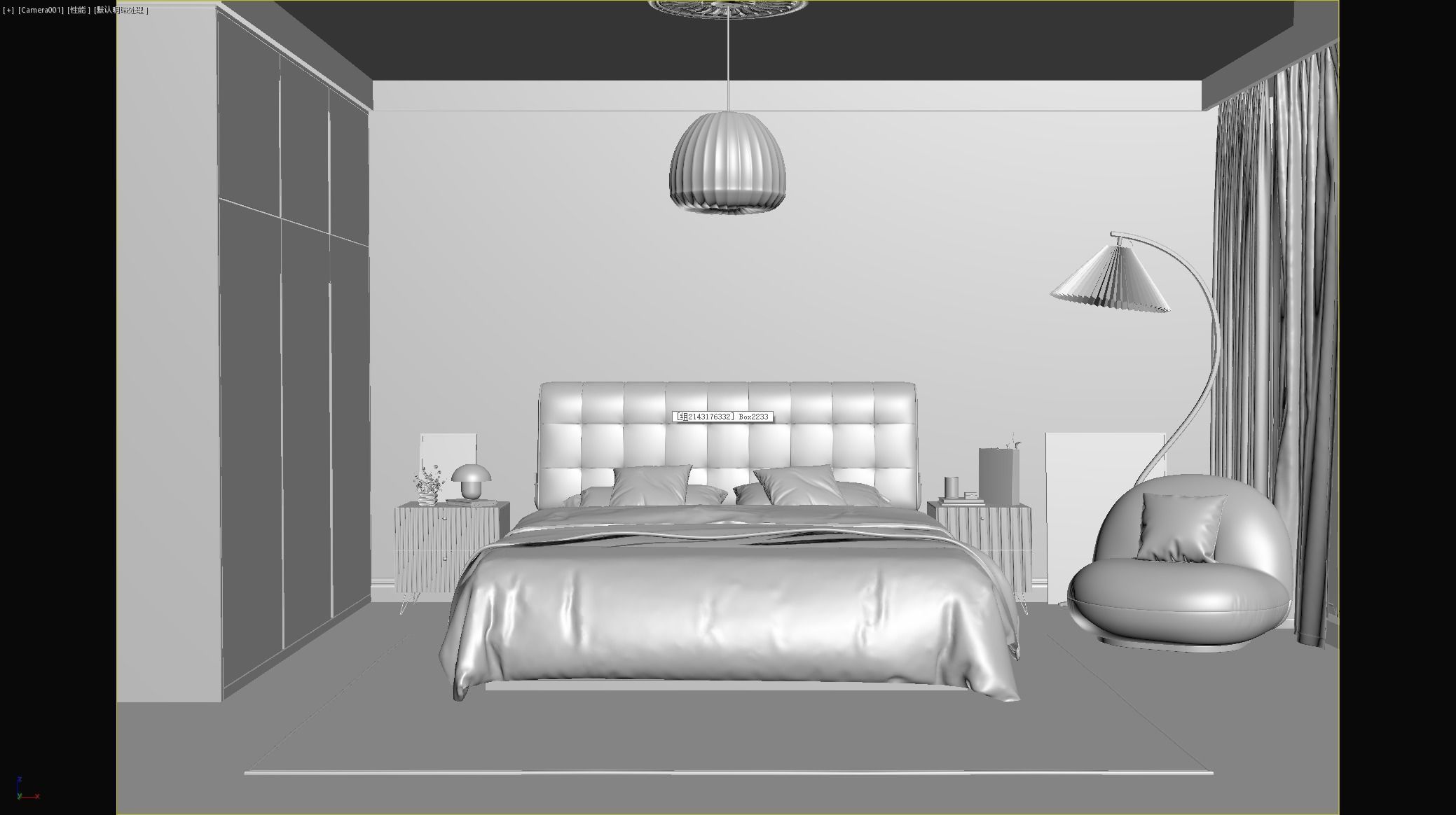 Comfortable bedroom interior scene 3D model_11