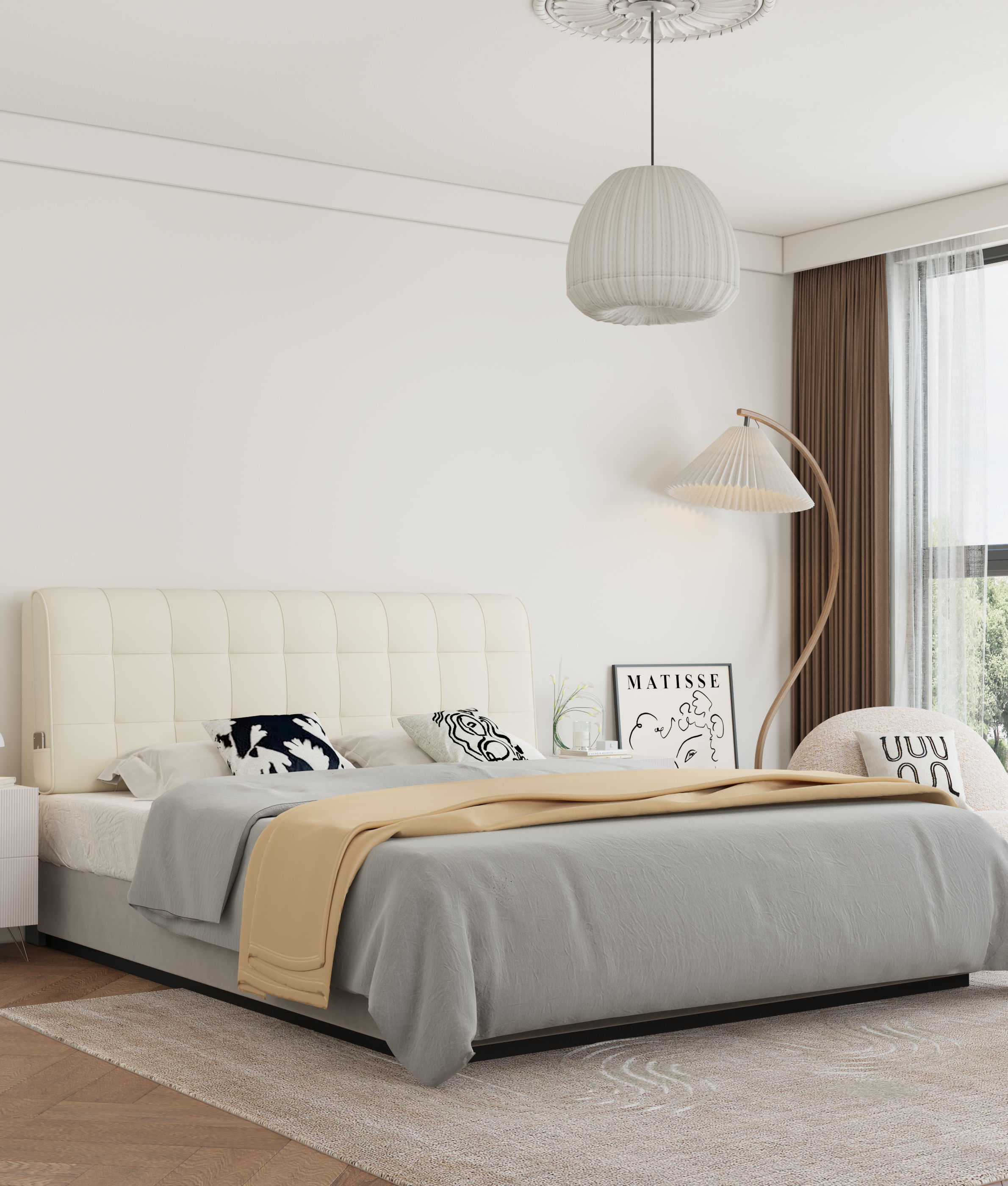 Comfortable bedroom interior scene 3D model_6