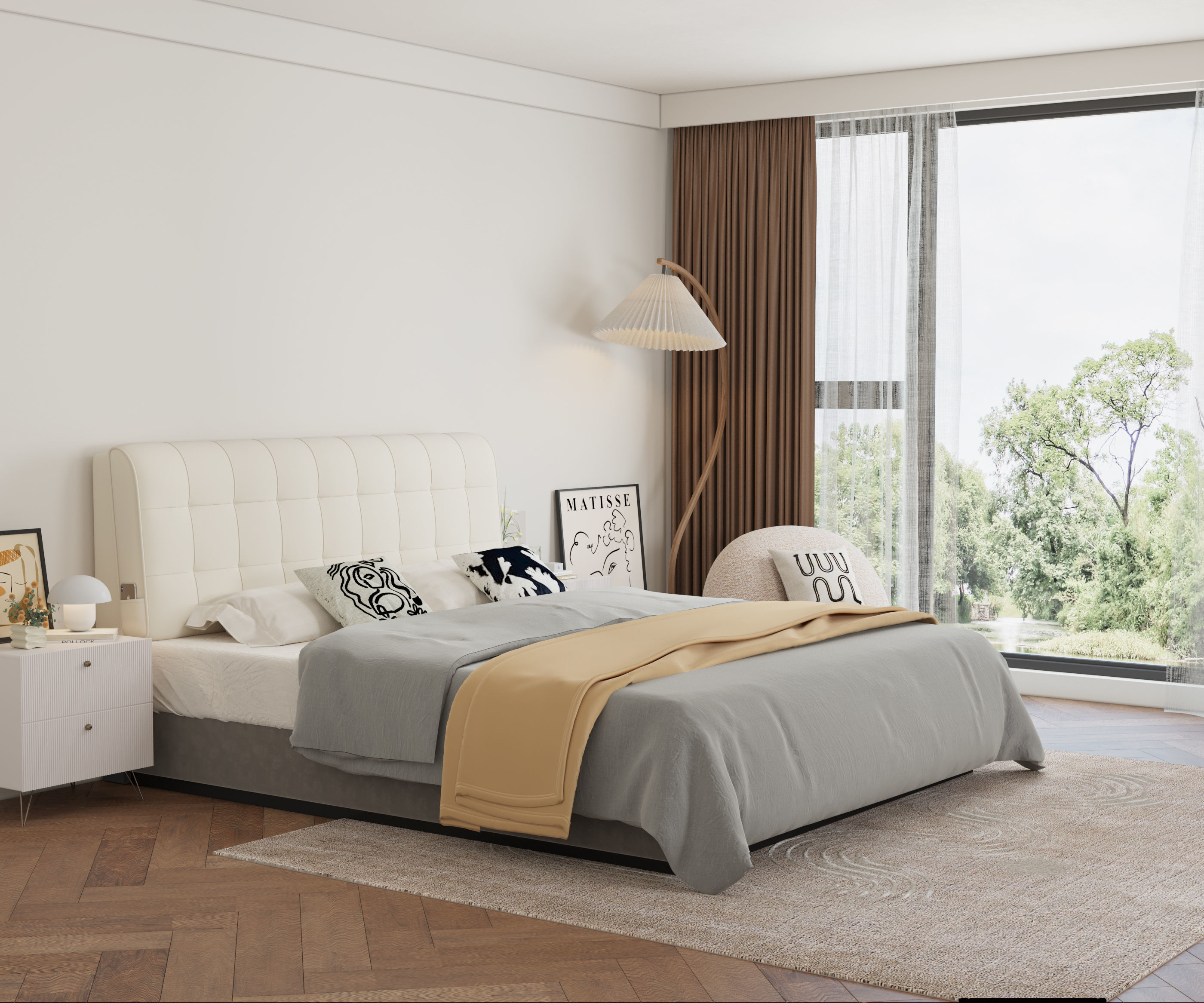 Comfortable bedroom interior scene 3D model_9