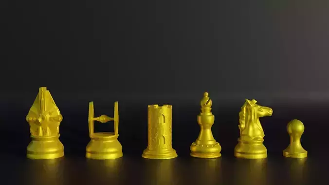 Starwars Space Ships Figure Chess Set -  6 Different Pieces 3D print model