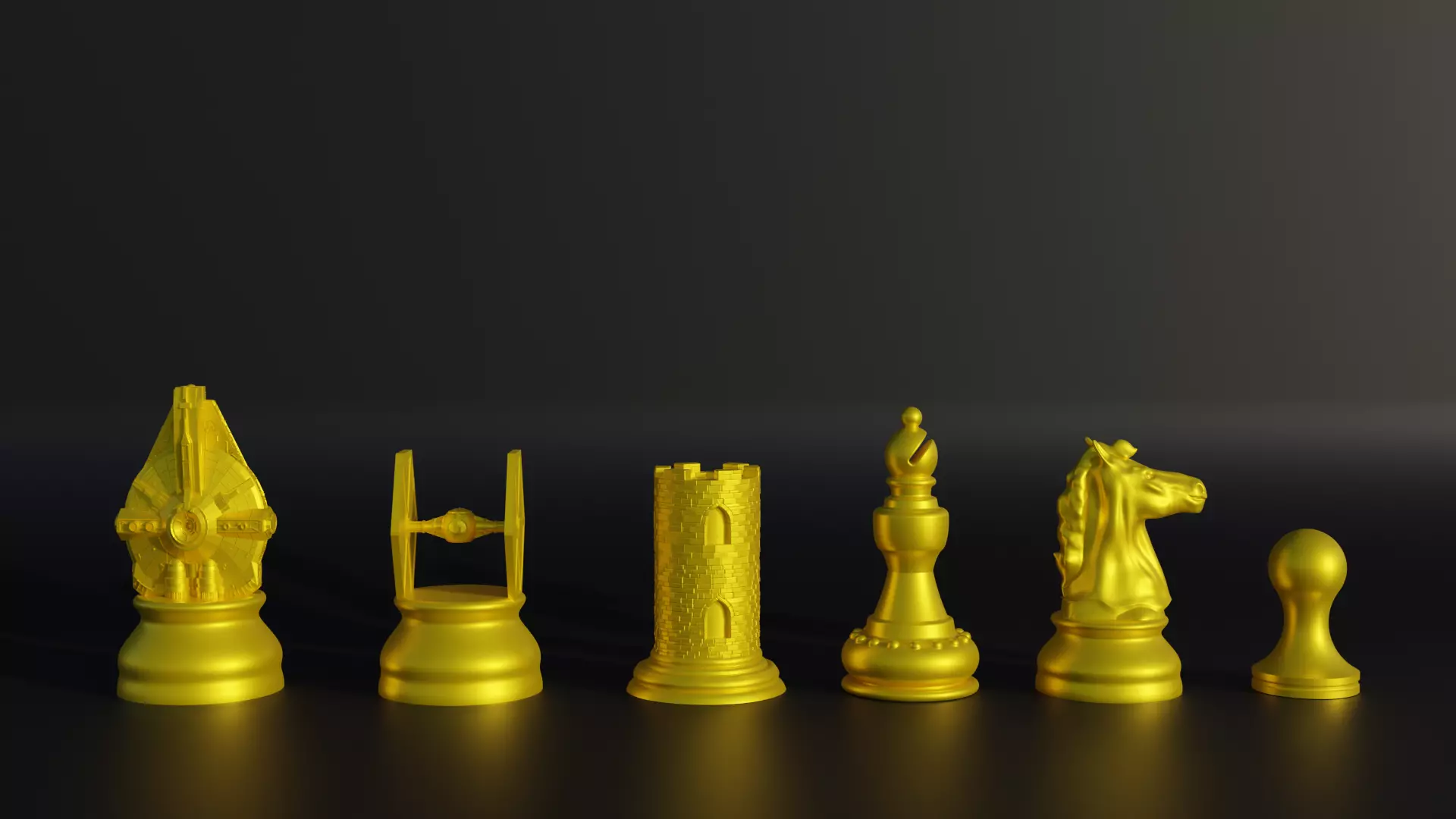 Starwars Space Ships Figure Chess Set - 6 Different Pieces 3D print model