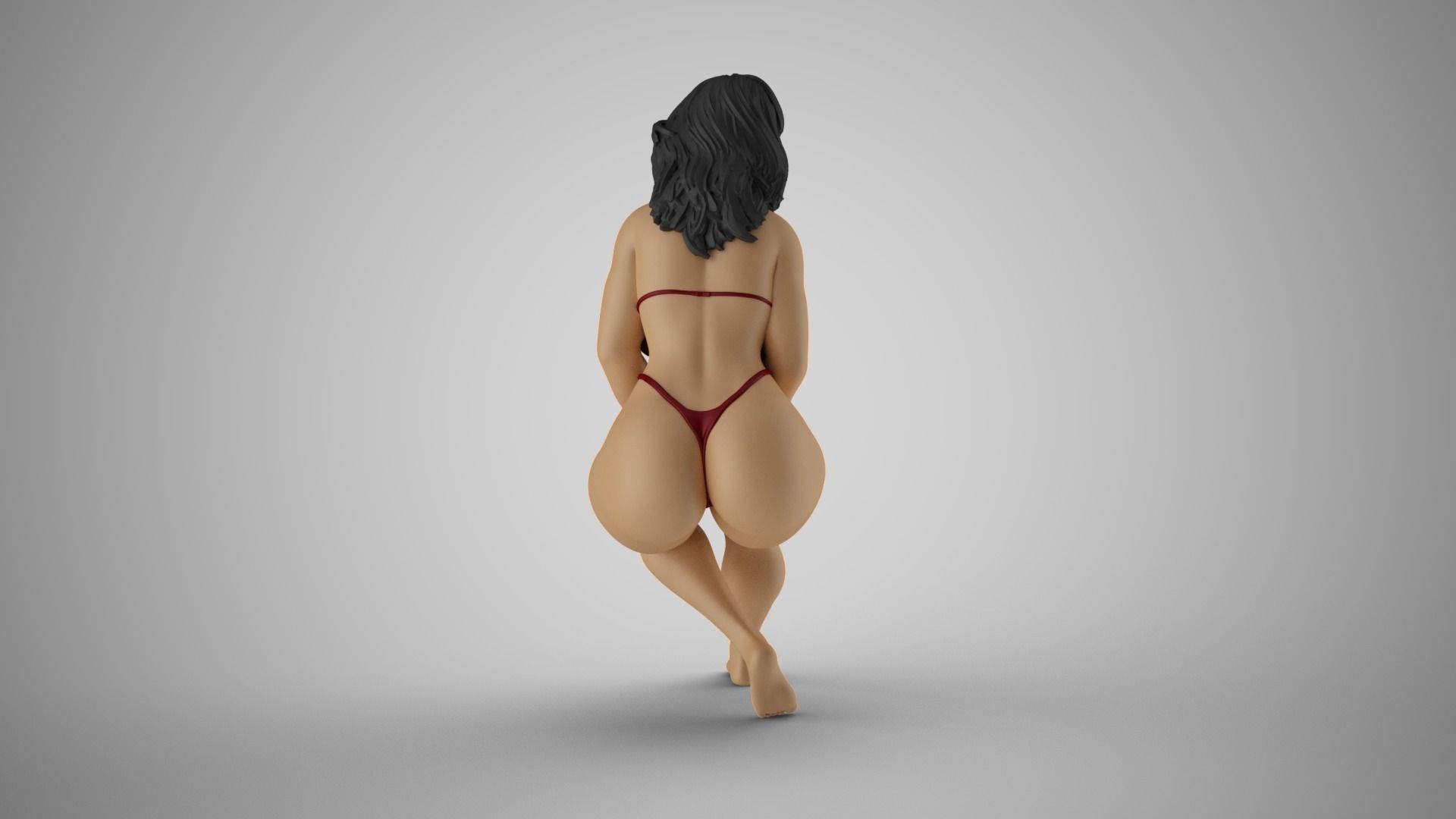 Girl Sitting with Hands on Legs 3D print model_6