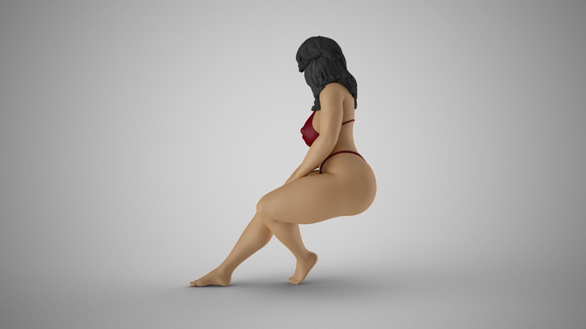 Girl Sitting with Hands on Legs 3D print model_8