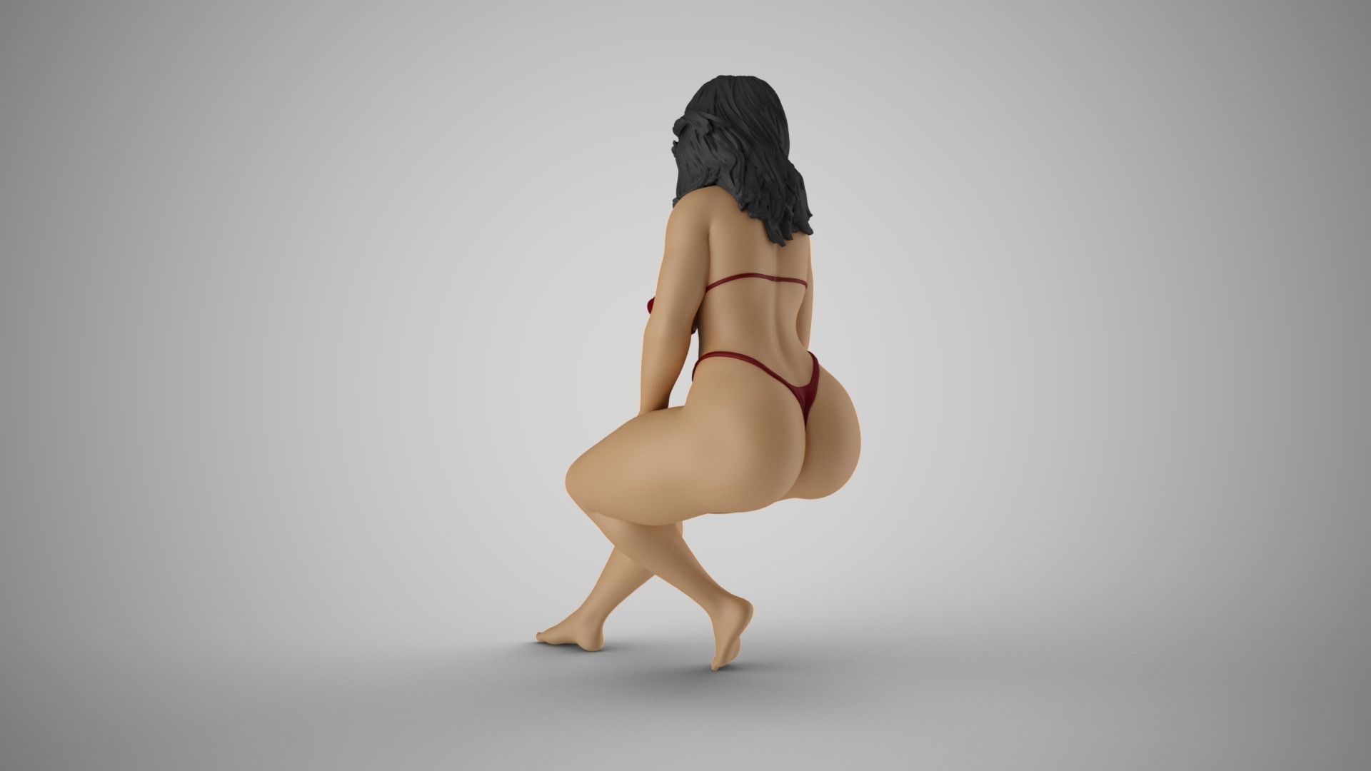 Girl Sitting with Hands on Legs 3D print model_7