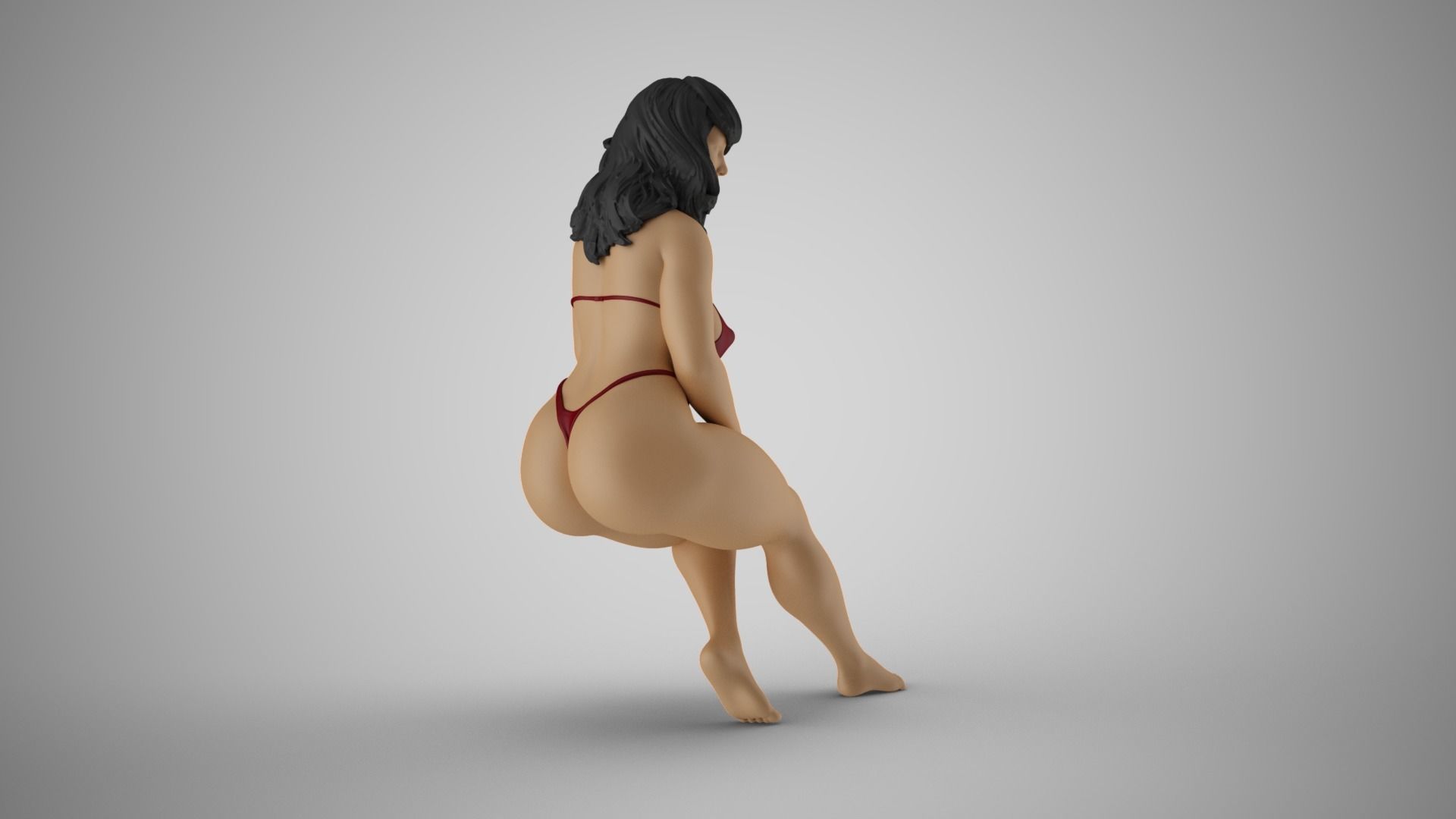 Girl Sitting with Hands on Legs 3D print model_5