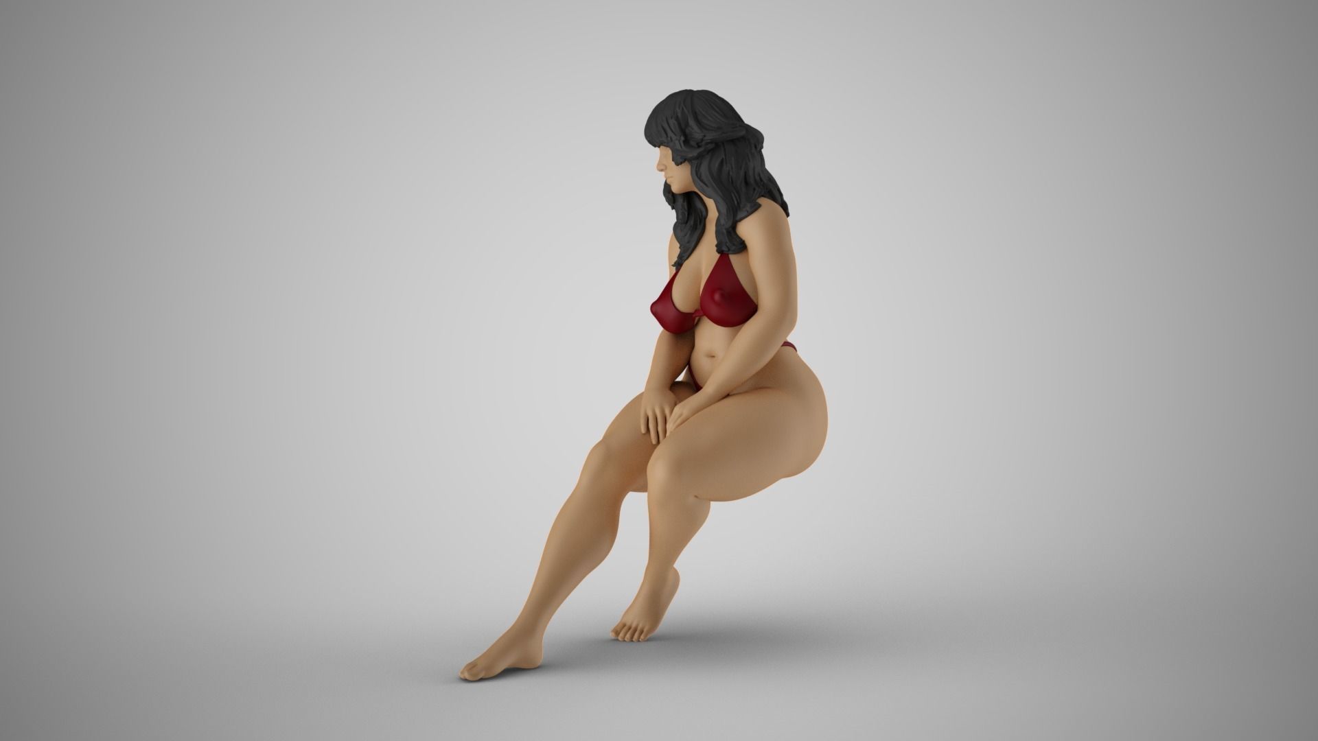 Girl Sitting with Hands on Legs 3D print model_9