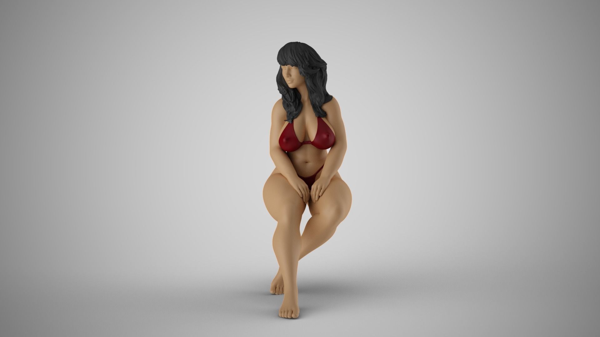 Girl Sitting with Hands on Legs 3D print model_10