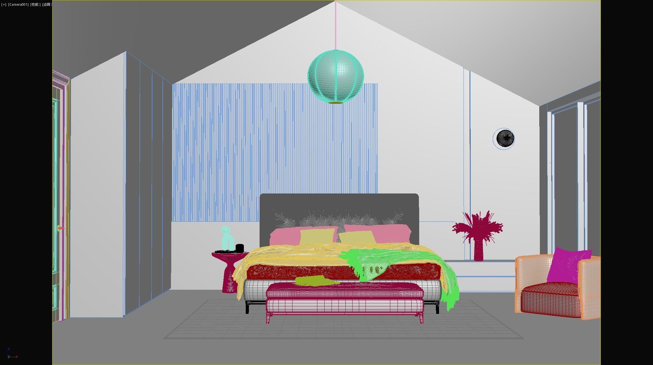 Comfortable bedroom interior scene 3D model 3D model_10