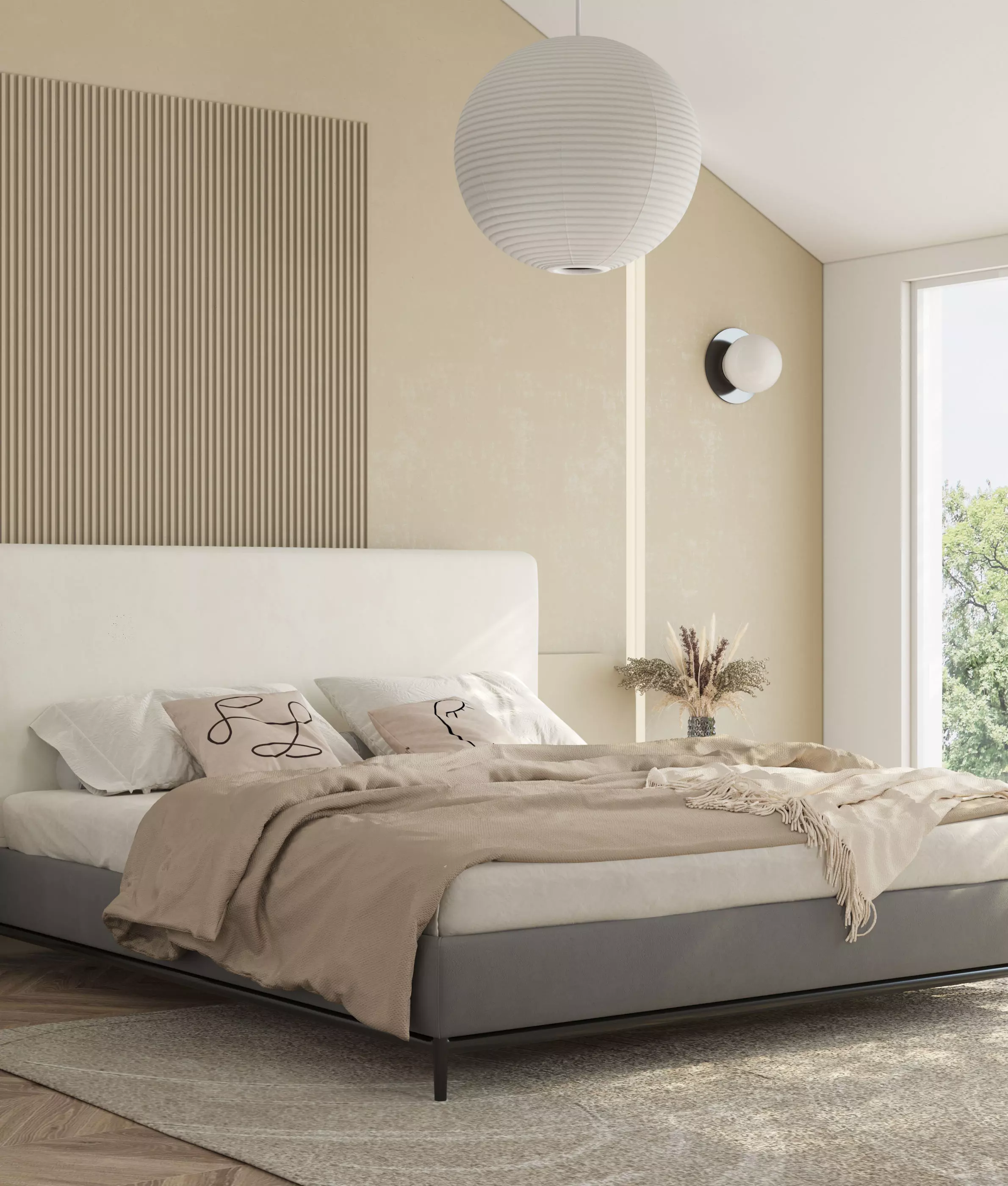 Comfortable bedroom interior scene 3D model 3D model_0