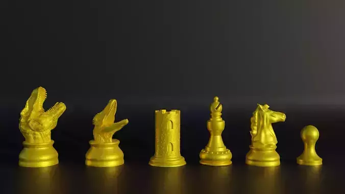Jurassic Park Character Figure Chess Set -  6 Different Pieces 3D print model