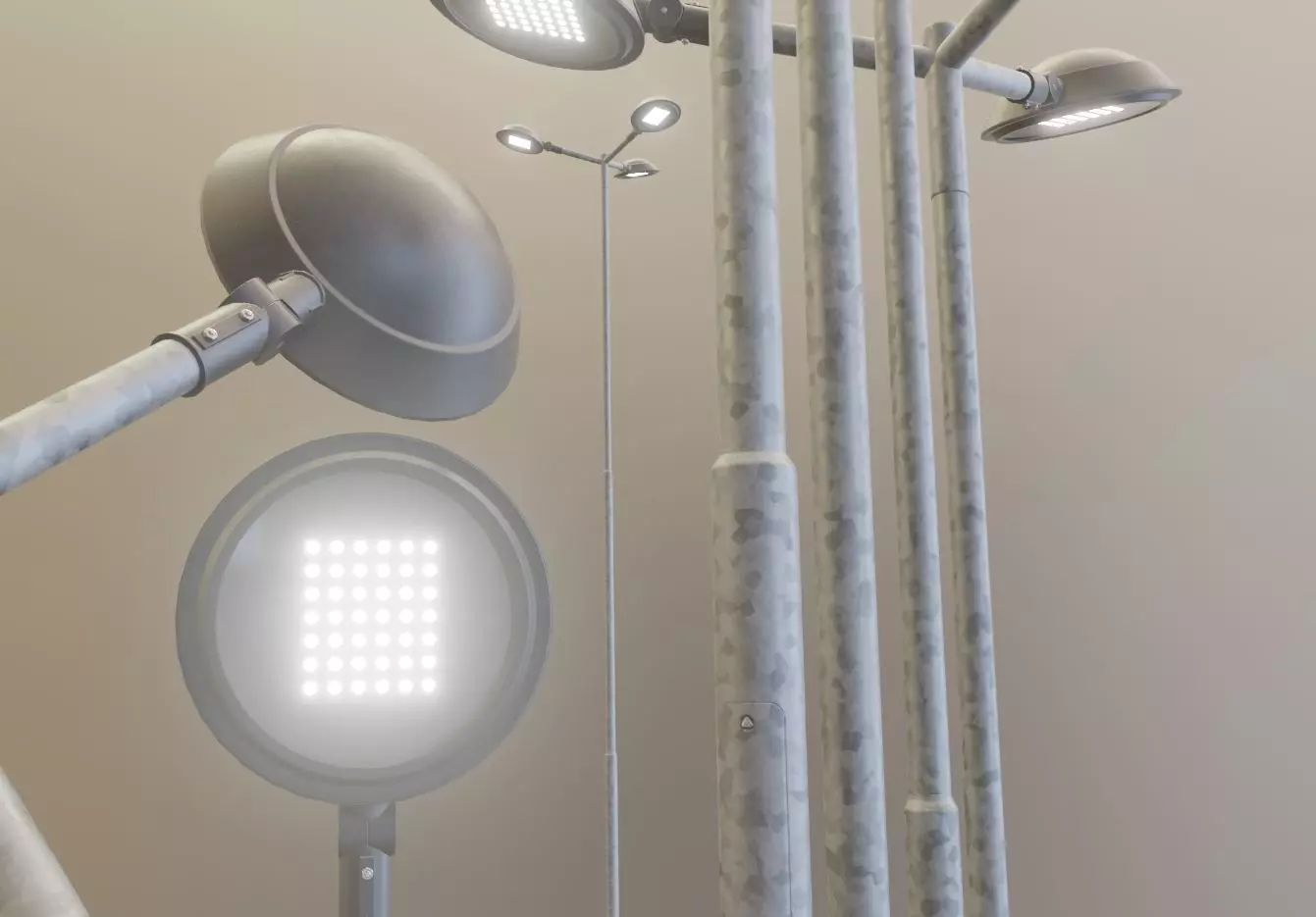 Street Light 4 Galvanized F3 M1 K0 7000mm Low-poly 3D model_0