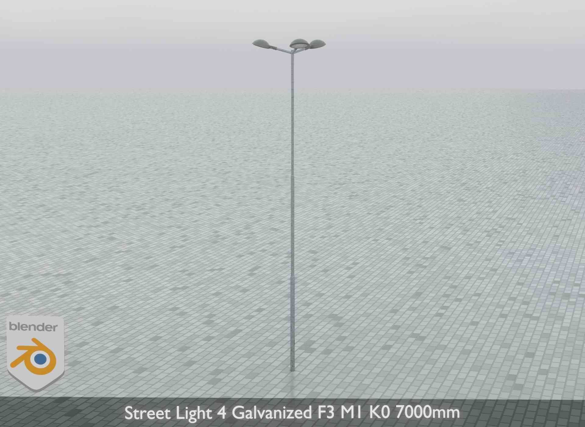 Street Light 4 Galvanized F3 M1 K0 7000mm Low-poly 3D model_13