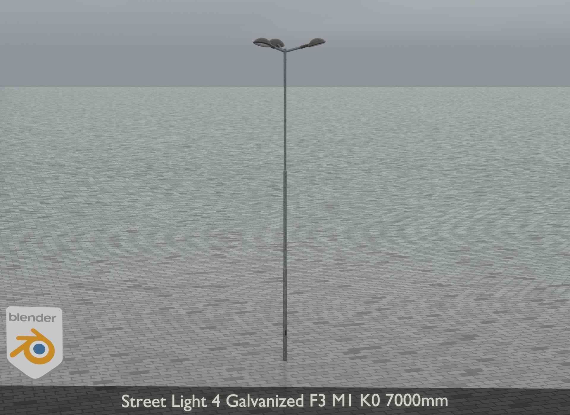 Street Light 4 Galvanized F3 M1 K0 7000mm Low-poly 3D model_19