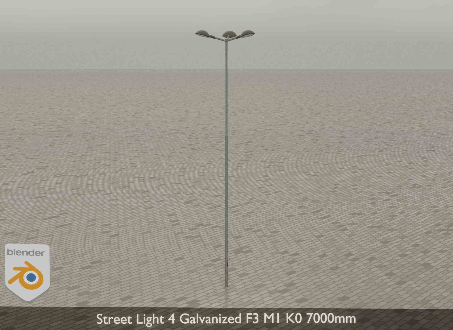 Street Light 4 Galvanized F3 M1 K0 7000mm Low-poly 3D model_35