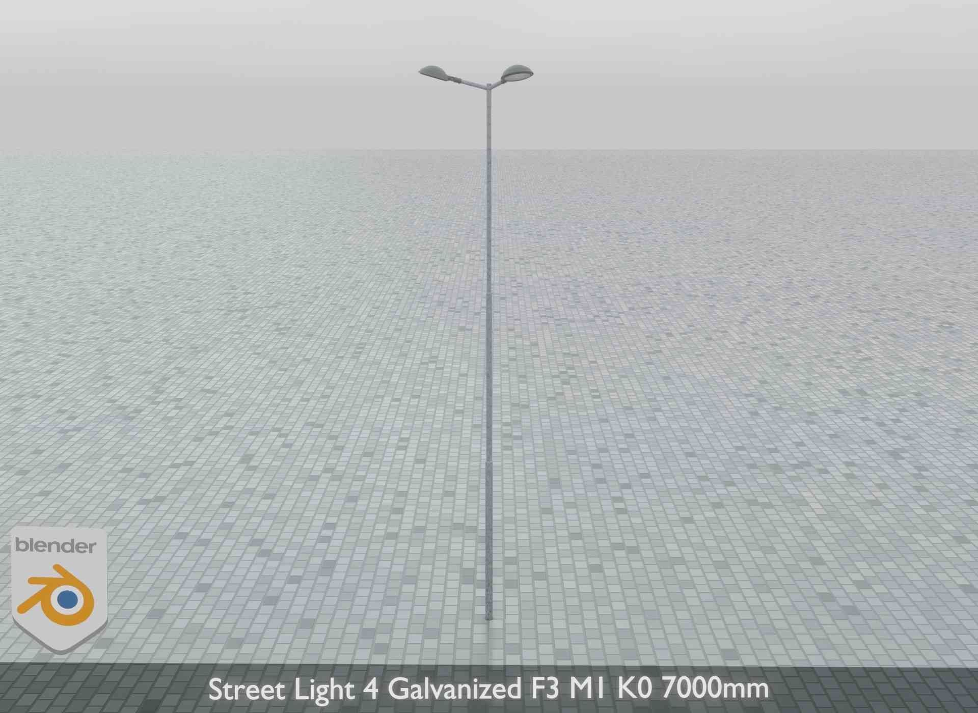 Street Light 4 Galvanized F3 M1 K0 7000mm Low-poly 3D model_11
