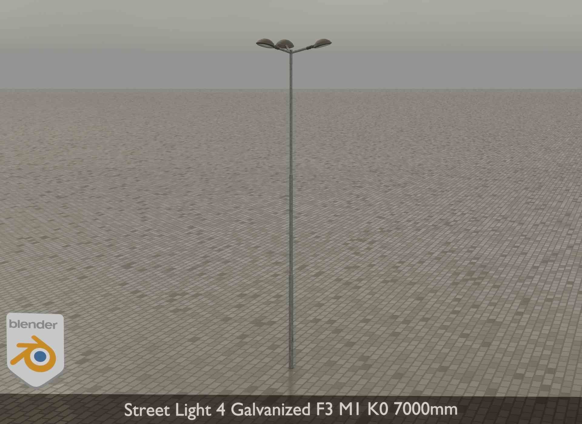 Street Light 4 Galvanized F3 M1 K0 7000mm Low-poly 3D model_33