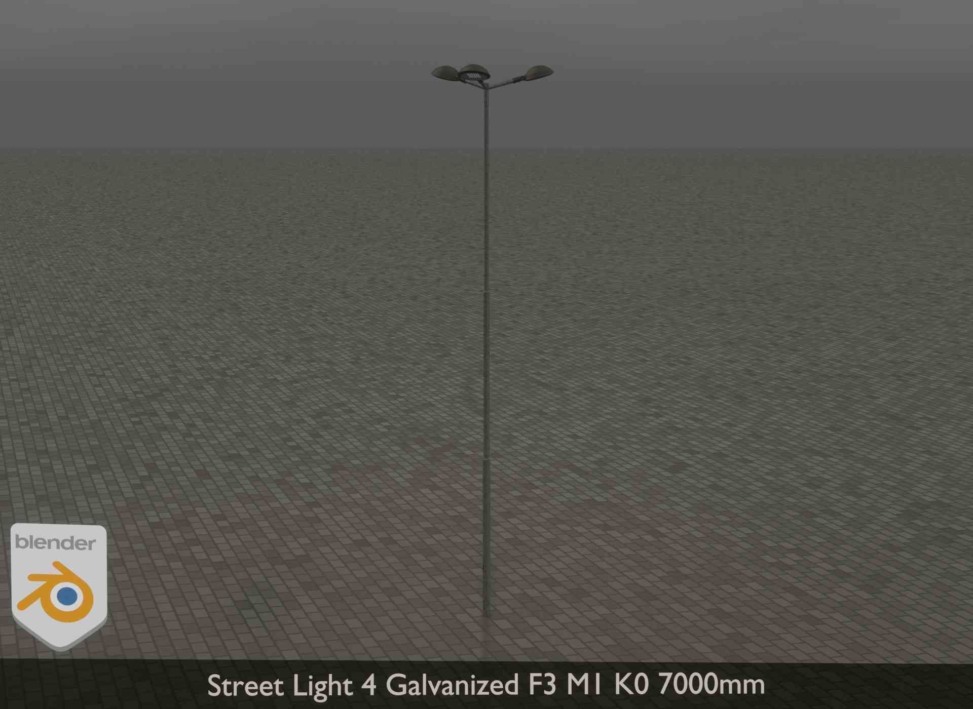 Street Light 4 Galvanized F3 M1 K0 7000mm Low-poly 3D model_29