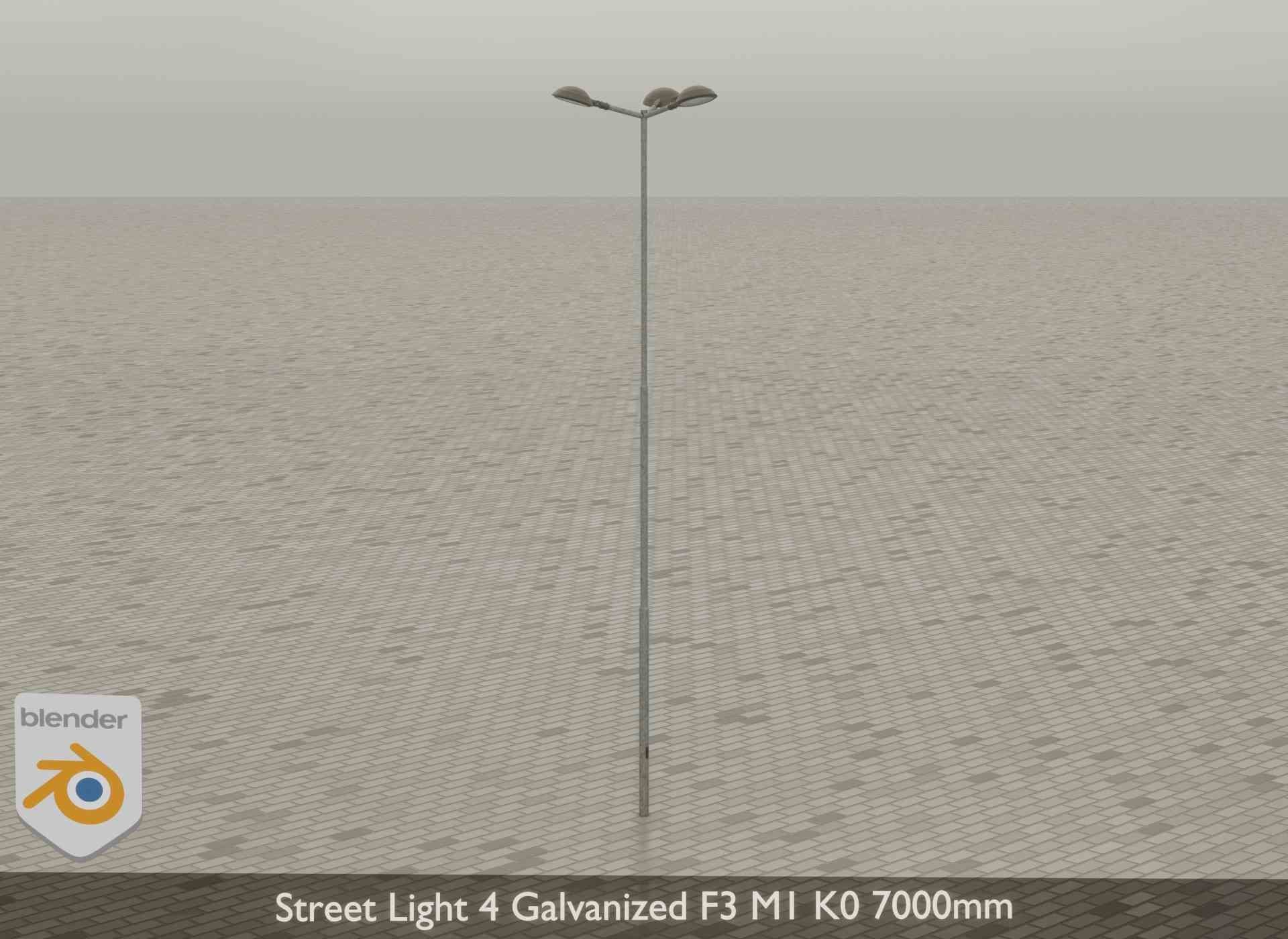 Street Light 4 Galvanized F3 M1 K0 7000mm Low-poly 3D model_36