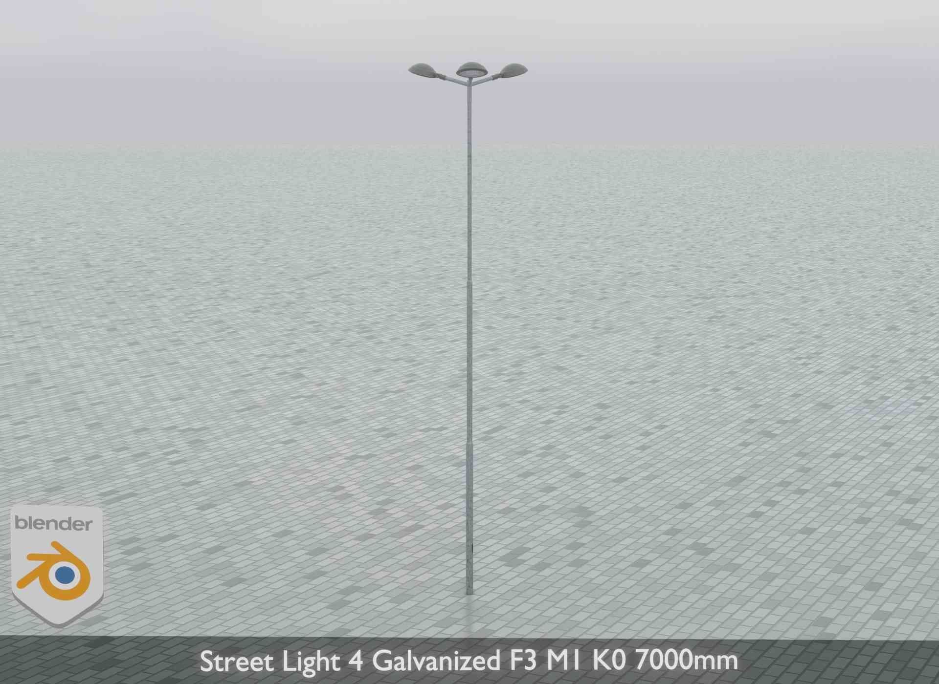 Street Light 4 Galvanized F3 M1 K0 7000mm Low-poly 3D model_14