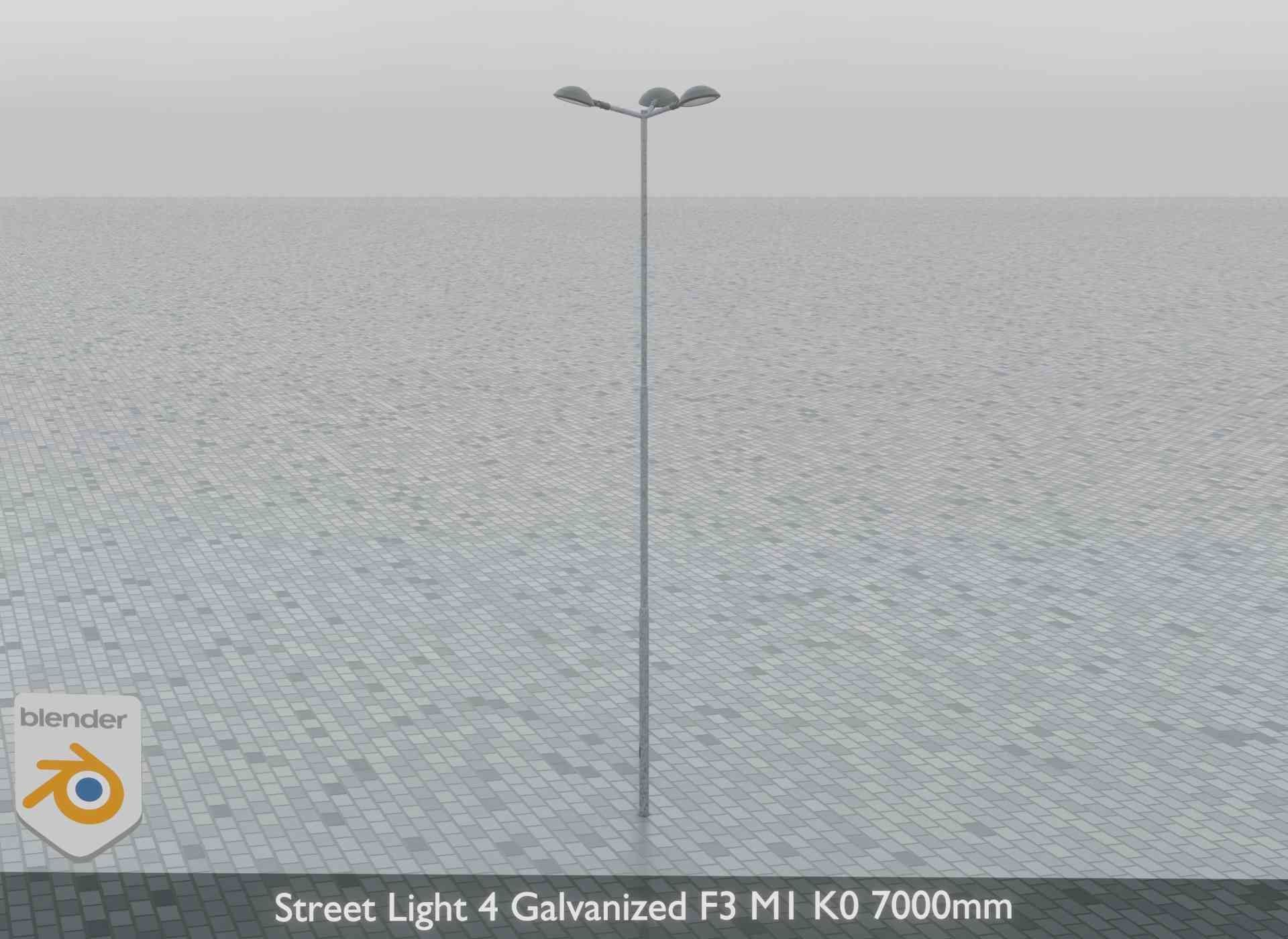 Street Light 4 Galvanized F3 M1 K0 7000mm Low-poly 3D model_9
