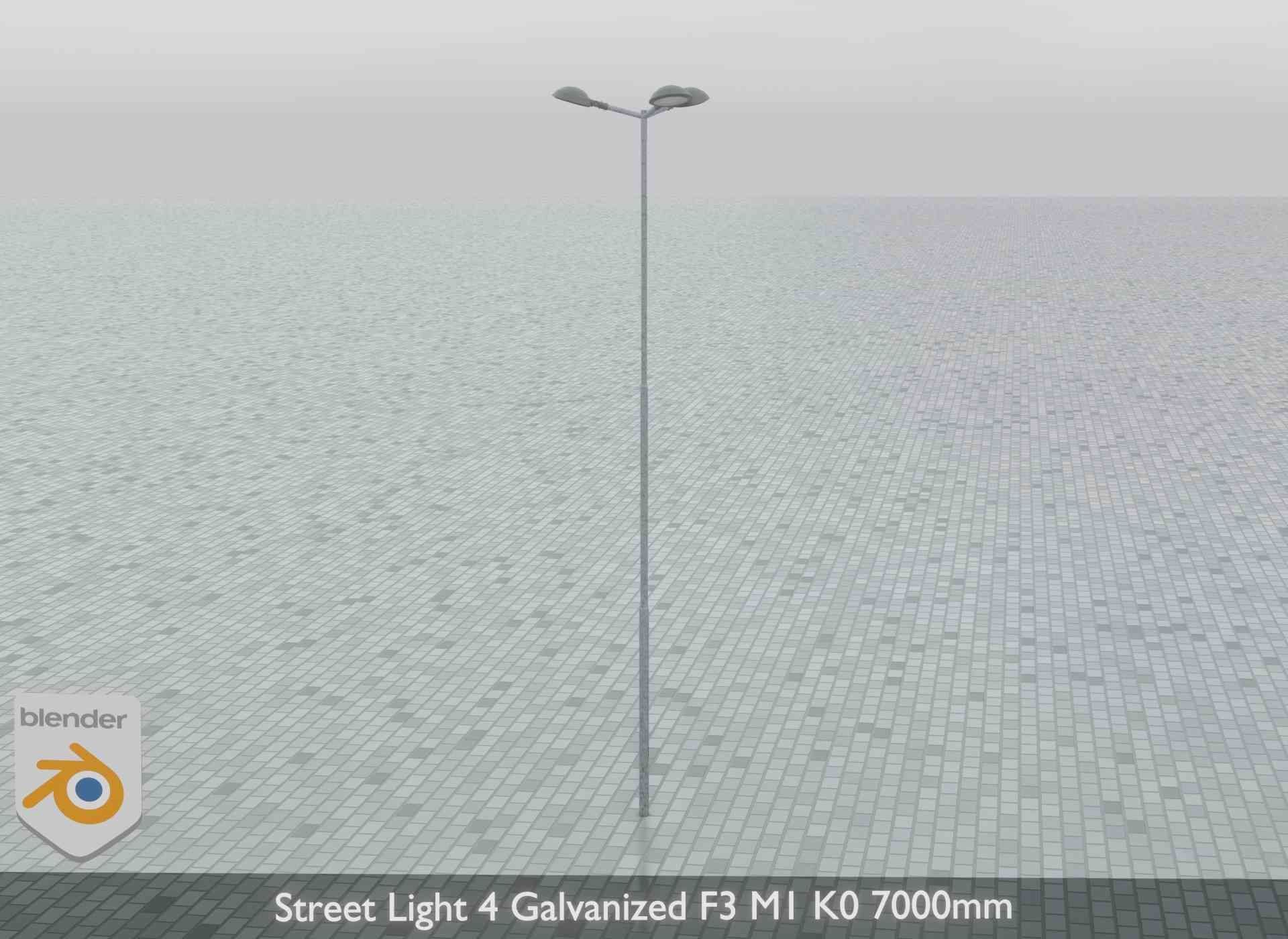 Street Light 4 Galvanized F3 M1 K0 7000mm Low-poly 3D model_12