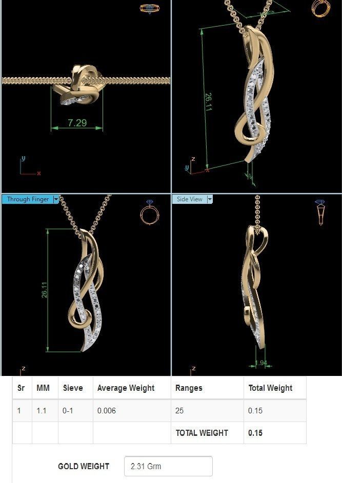 Women Pendant STL OBJ FBX Renders Details 3D print model_3