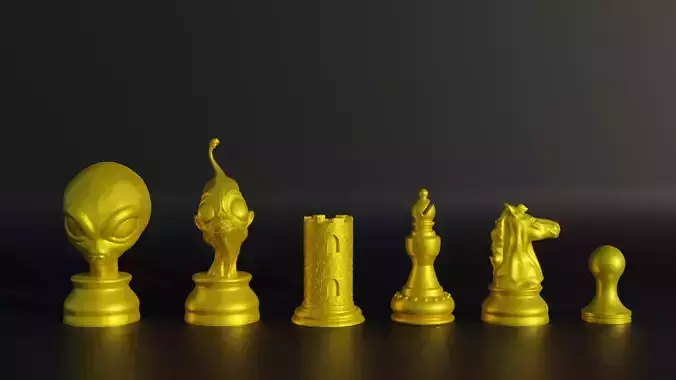 Aliens Character Figure Chess Set -  6 Different Pieces