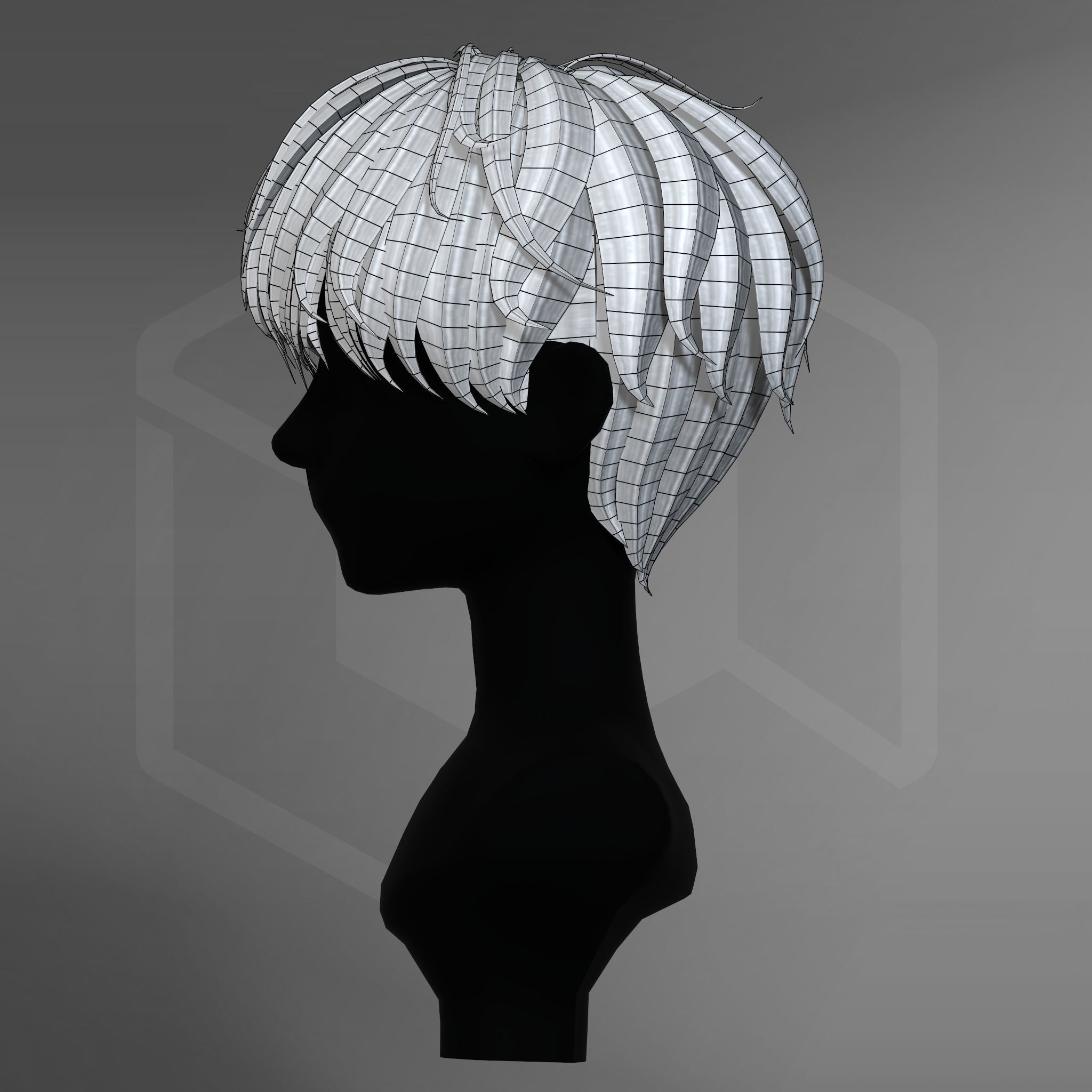 Game Hair - Stylized Male Hairstyle V1 Low-poly 3D model_13