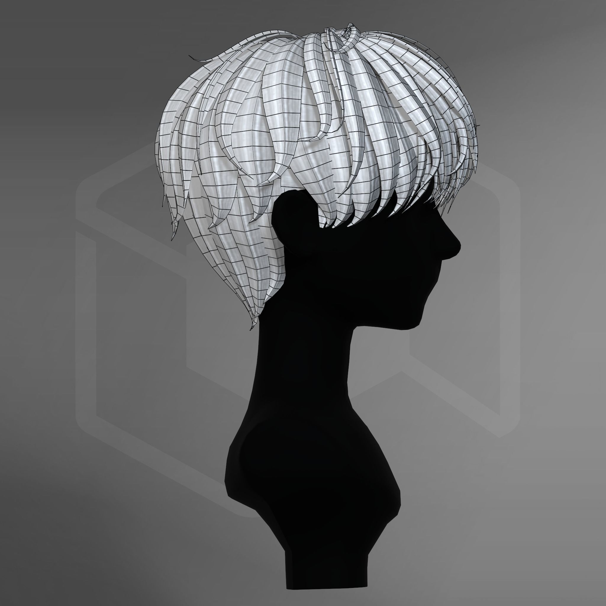 Game Hair - Stylized Male Hairstyle V1 Low-poly 3D model_12