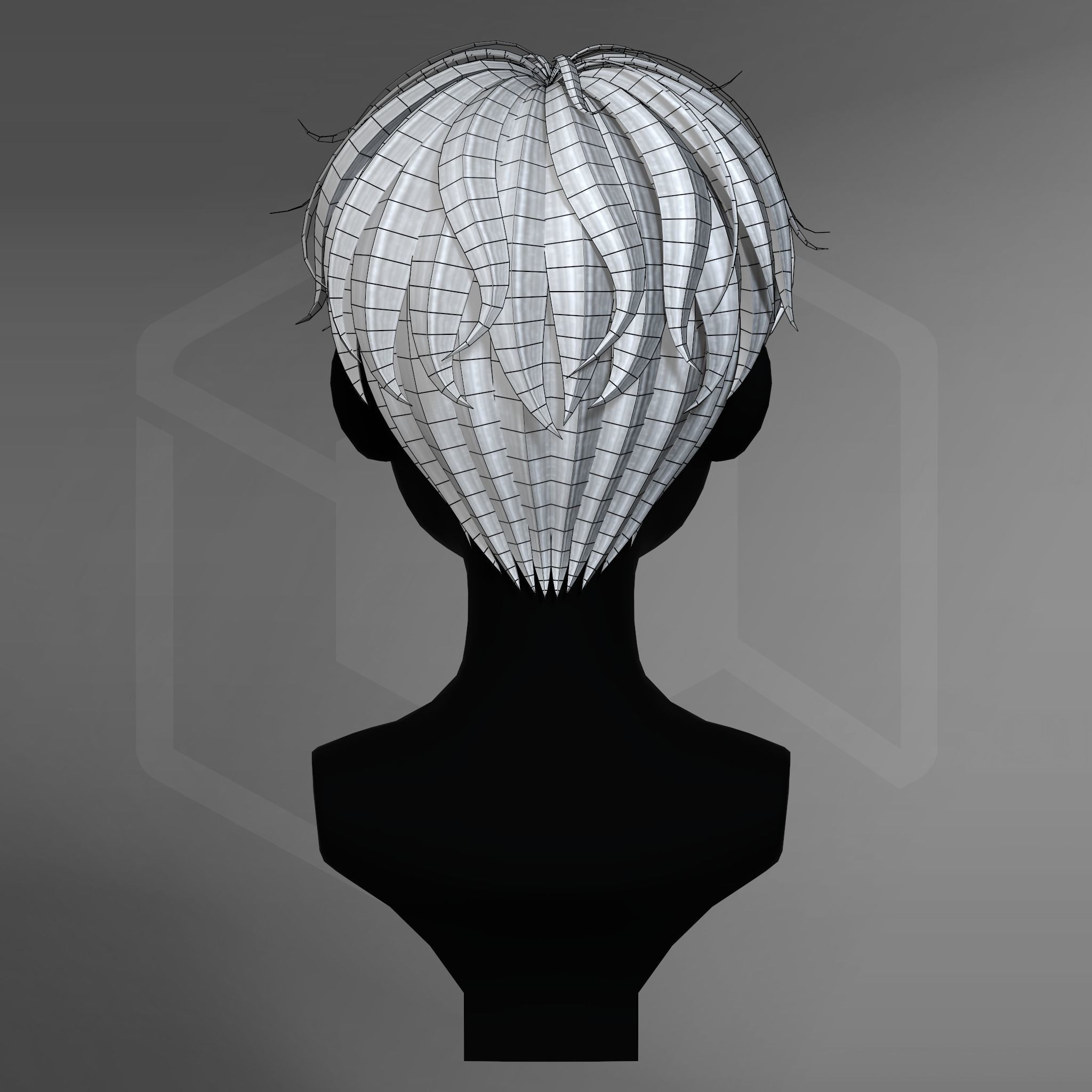 Game Hair - Stylized Male Hairstyle V1 Low-poly 3D model_11