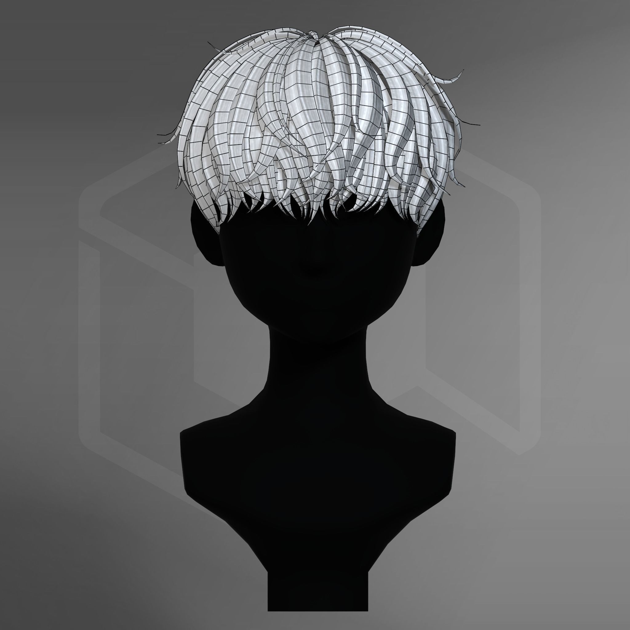 Game Hair - Stylized Male Hairstyle V1 Low-poly 3D model_10