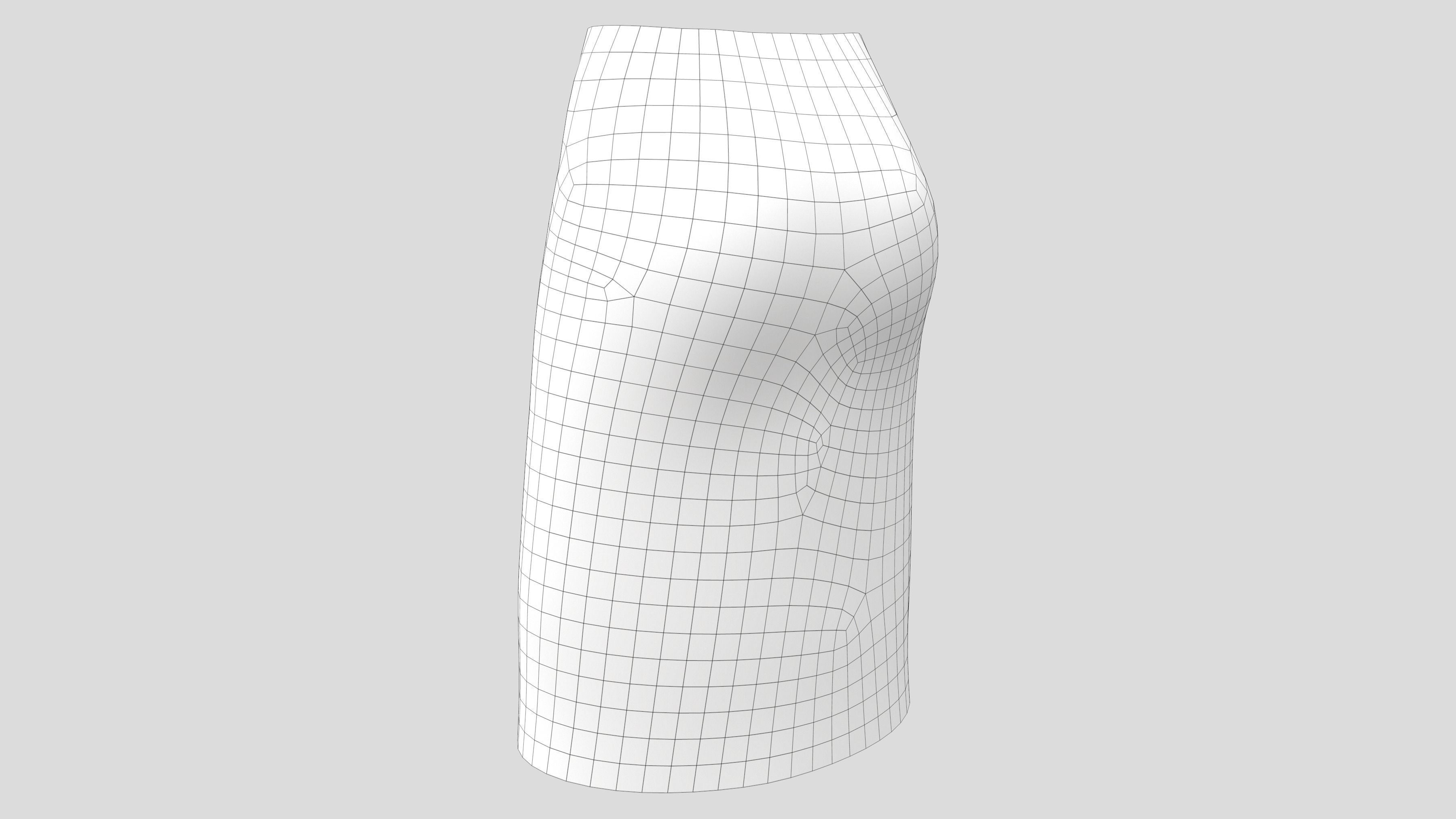 Female Grommets Wrapped Tarpaulin Skirt Low-poly 3D model_8