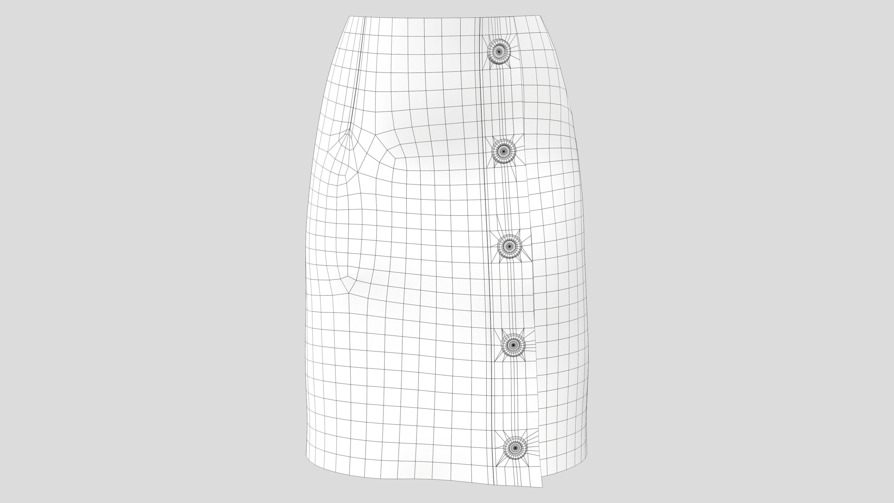 Female Grommets Wrapped Tarpaulin Skirt Low-poly 3D model_7