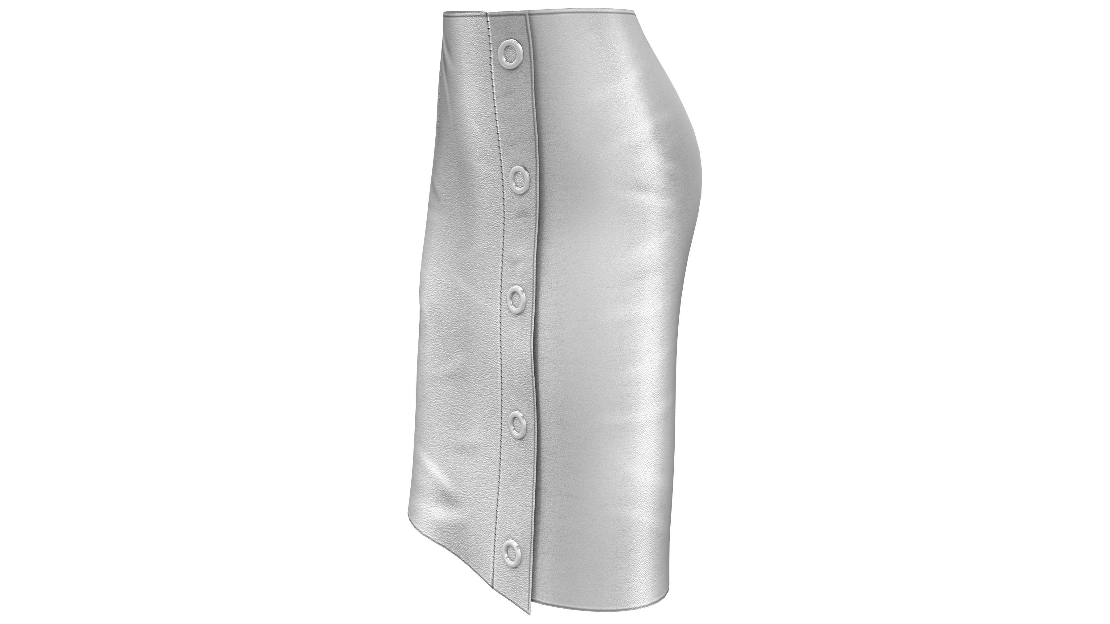 Female Grommets Wrapped Tarpaulin Skirt Low-poly 3D model_4